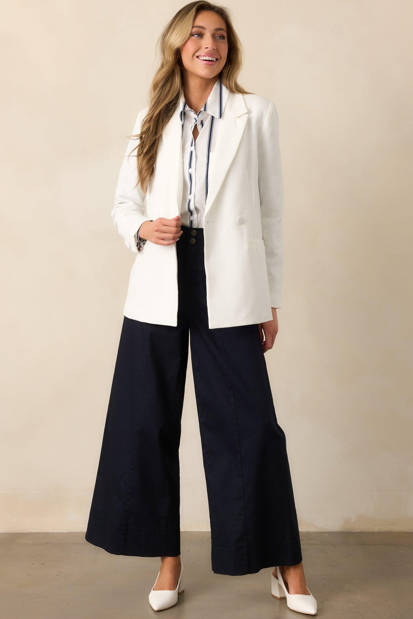 Daylight Glimmer Navy Wide Leg Pants Product Image