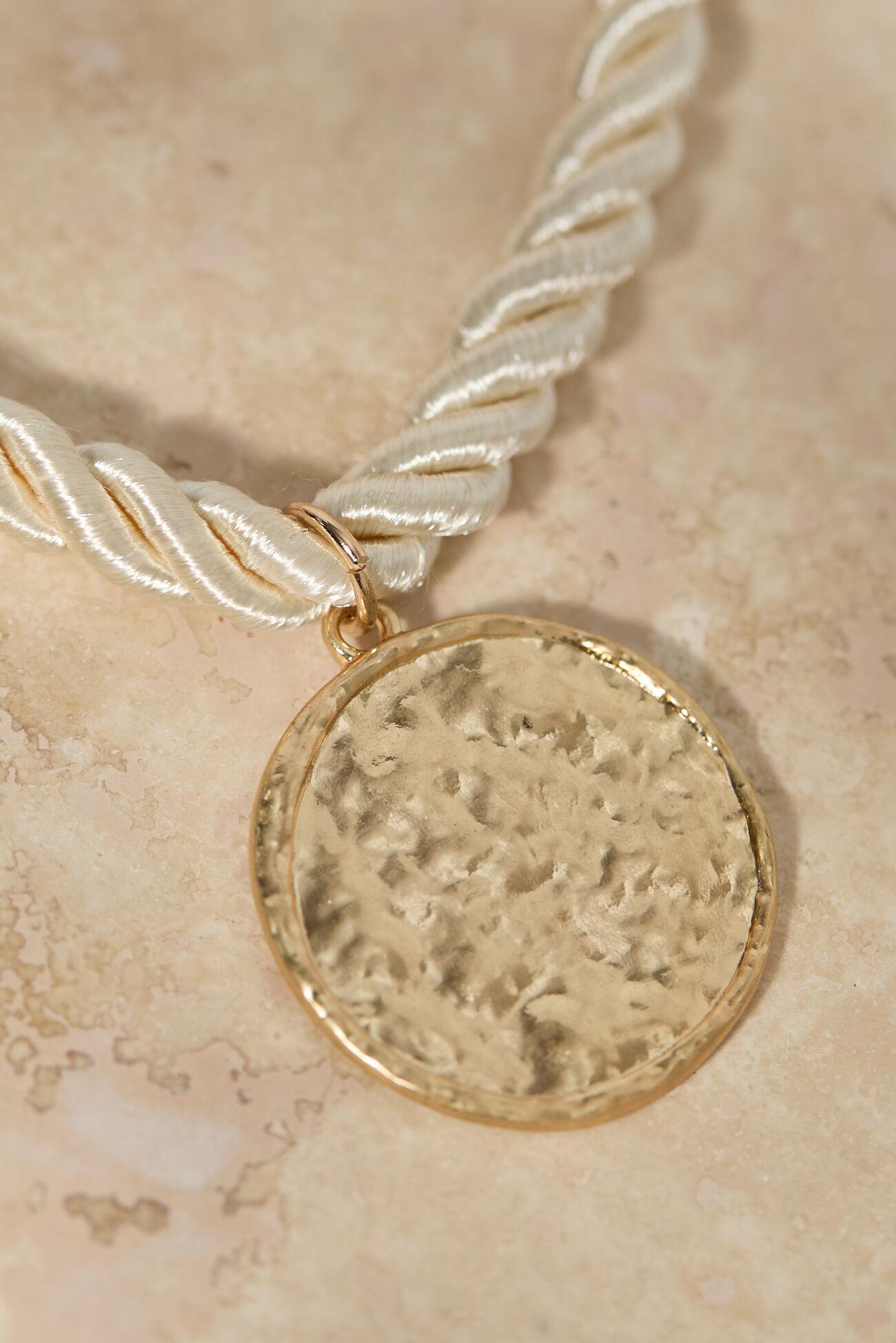 Twisted Cord Hammered Coin Necklace Product Image