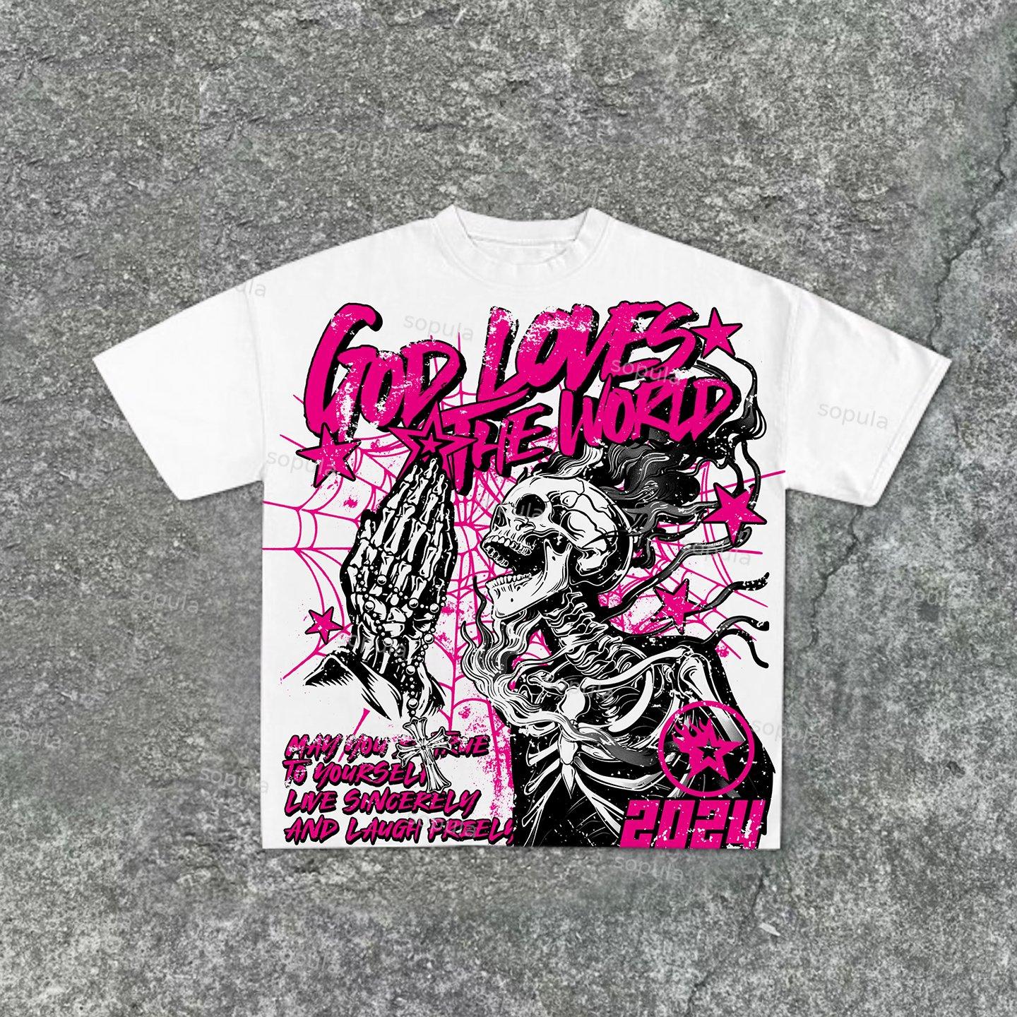 God Loves The World Vintage Graphic Cotton T-Shirt Product Image