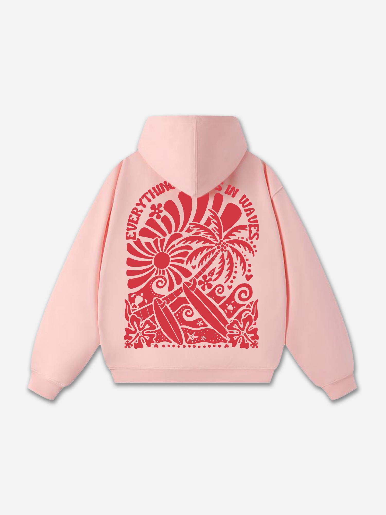 Everything Comes In Waves Graphic Oversized Hoodie Product Image