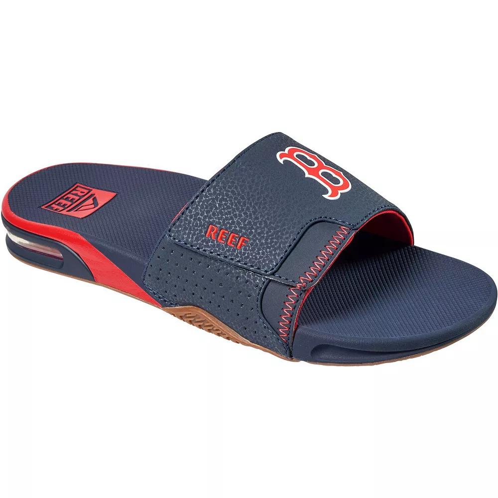 Men's REEF Boston Red Sox Fanning Slide Sandals, Size: 14, Blue Product Image