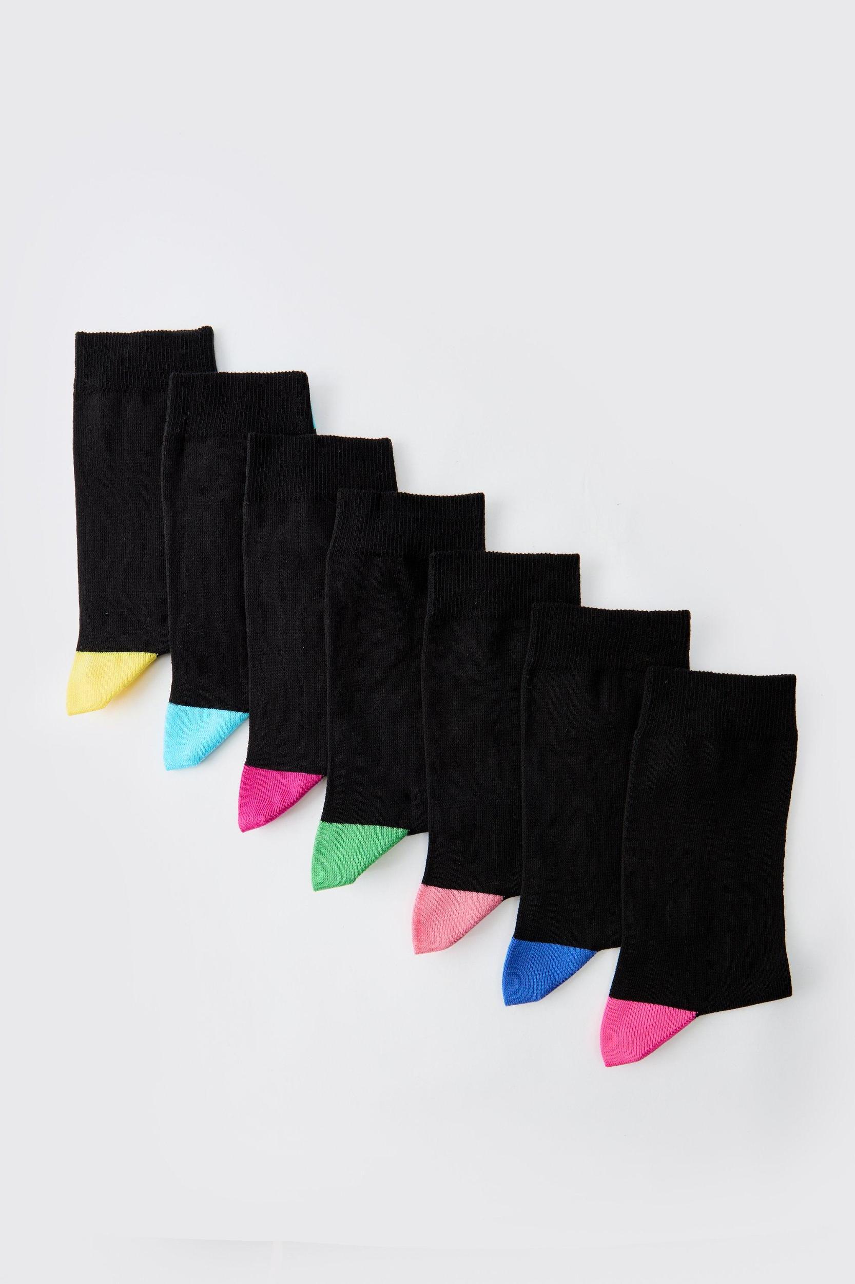 7 Pack Contrast Colour Heal & Toe Sport Socks | boohooMAN USA Product Image