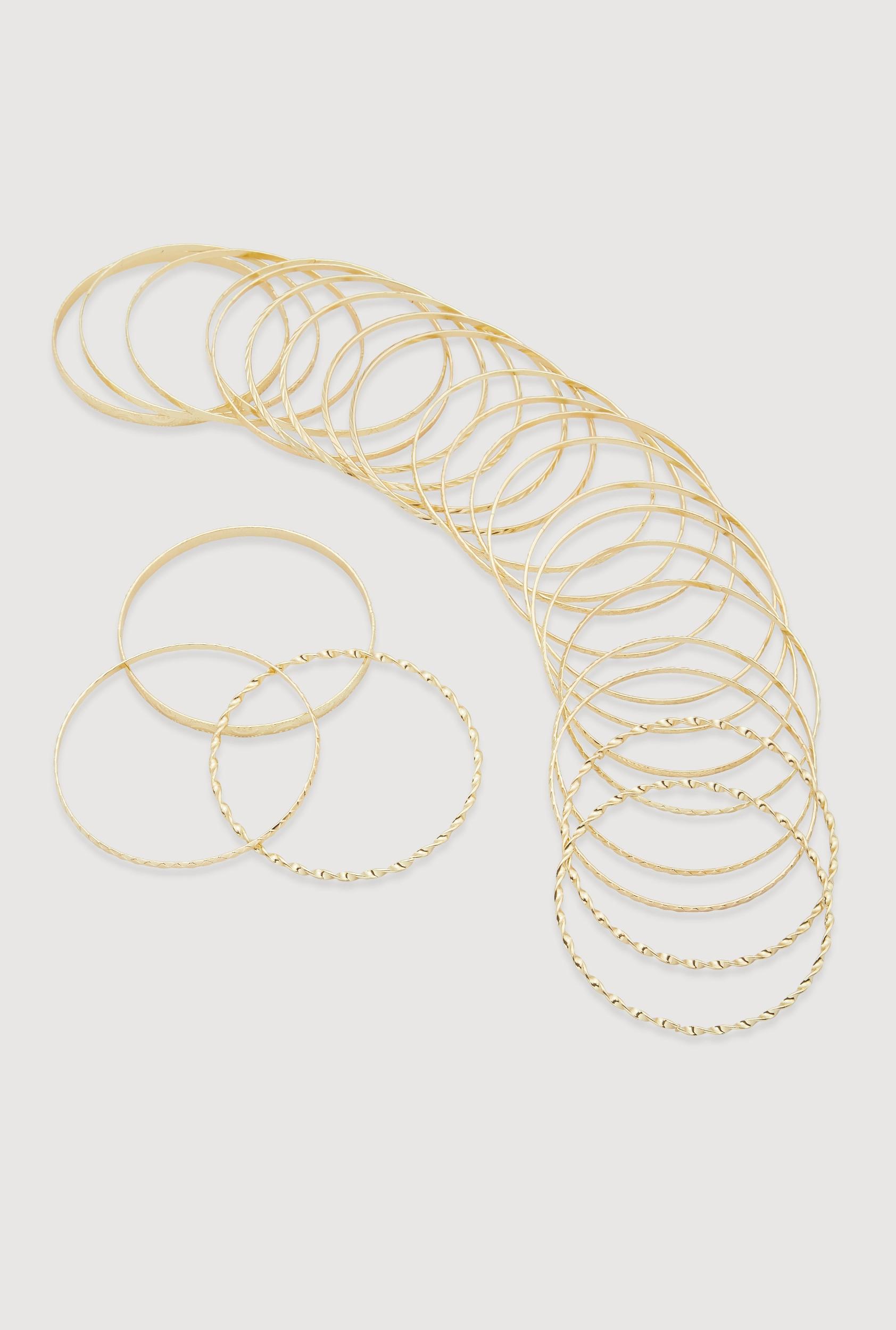 Plus Size Assorted Textured Metallic Bangles Set of 10 Male Product Image