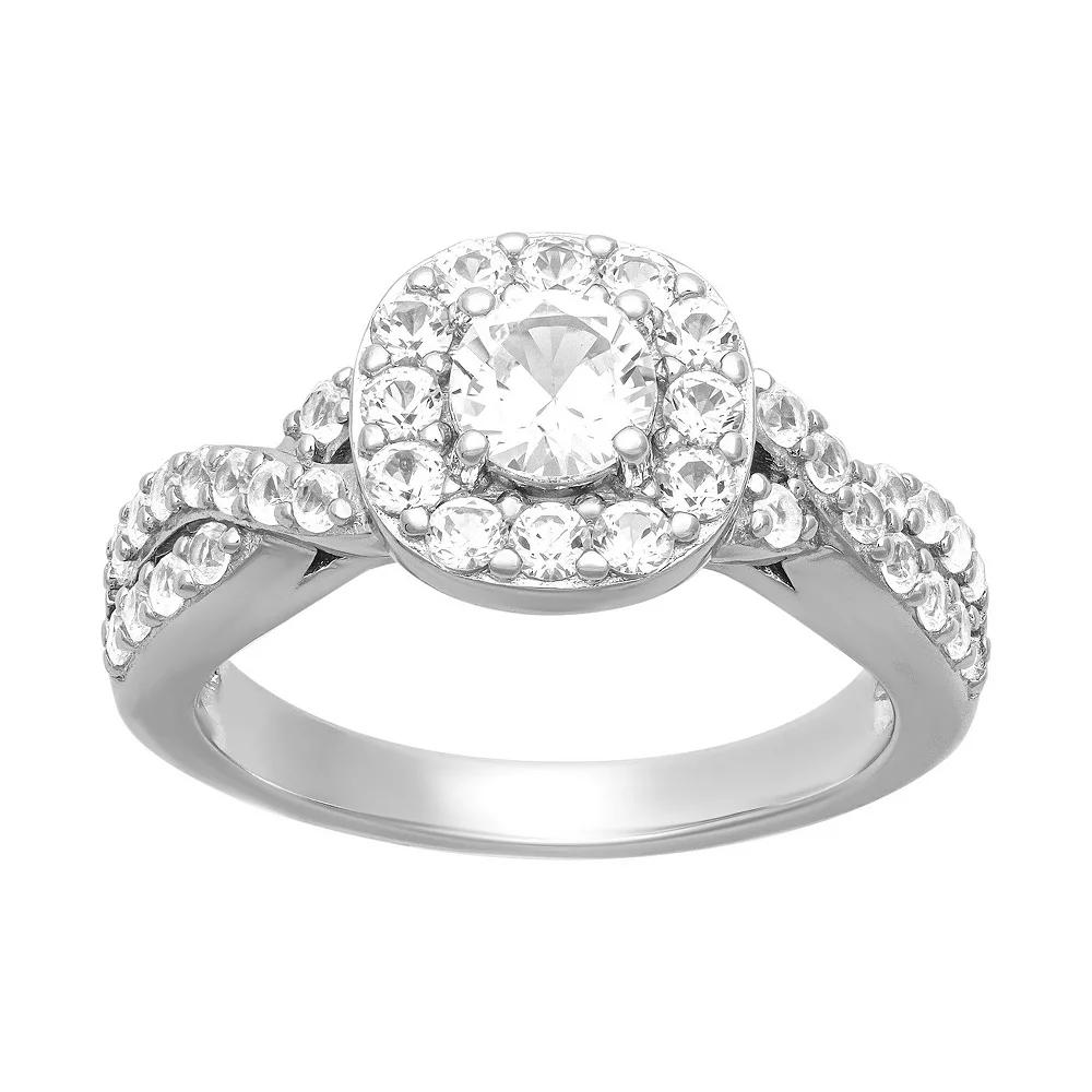 Love Always Sterling Silver 1 1/4 Carat T.W. Lab-Created White Sapphire Engagement Ring, Women's, Size: 8 Product Image