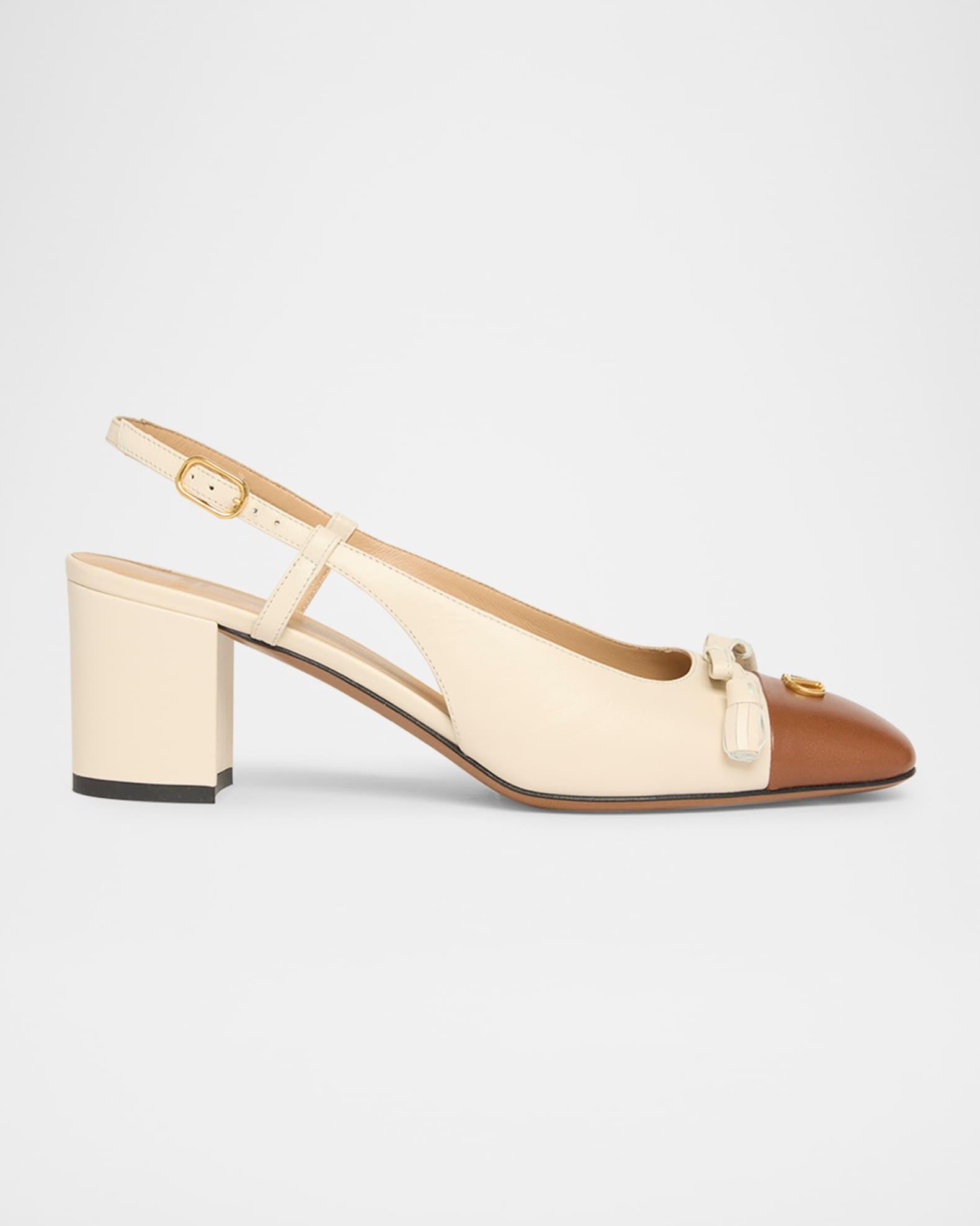 Valet Du Roi VLogo Leather Slingback Pumps Product Image