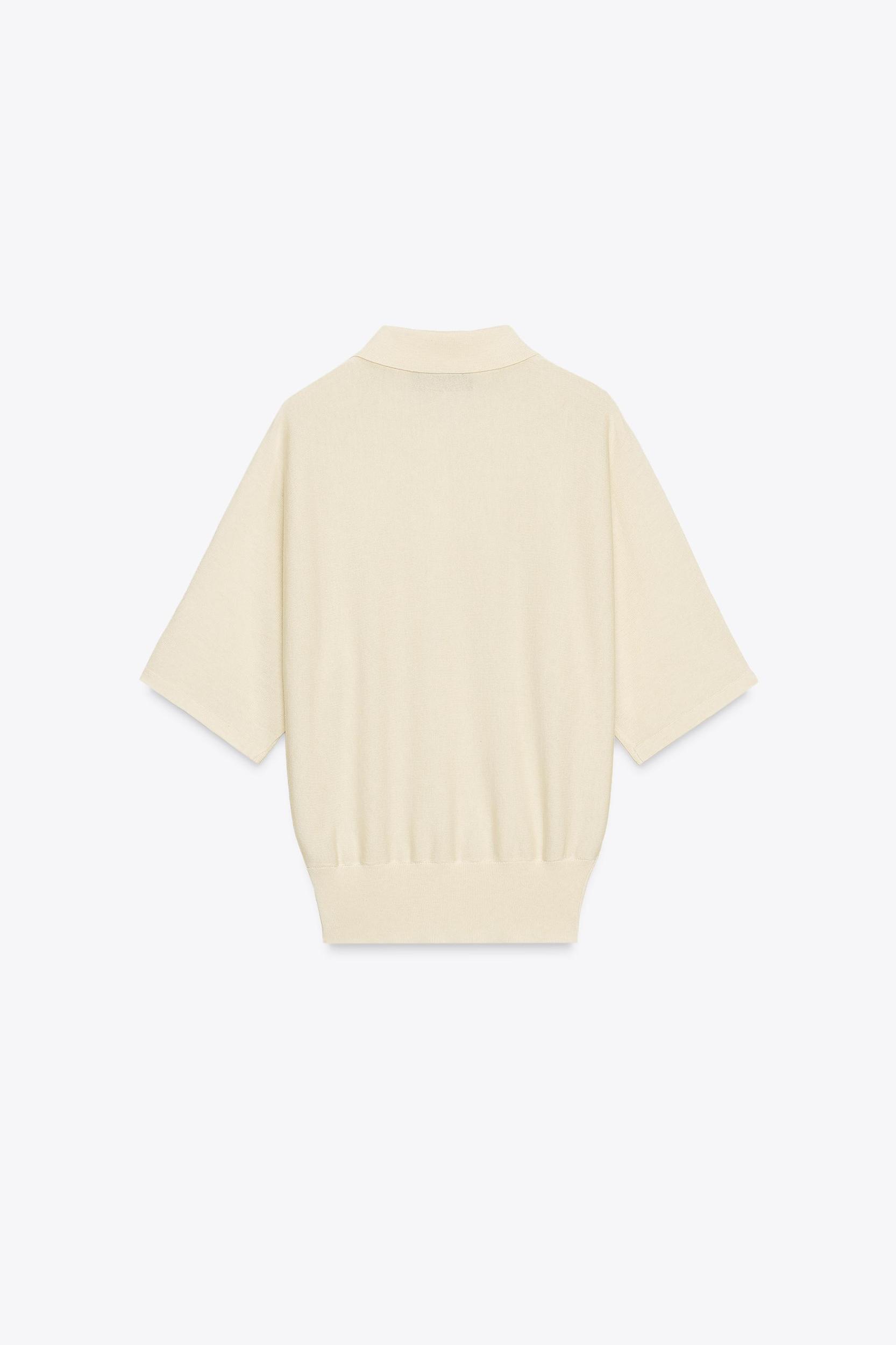 SHORT SLEEVE KNIT POLO TOP Product Image