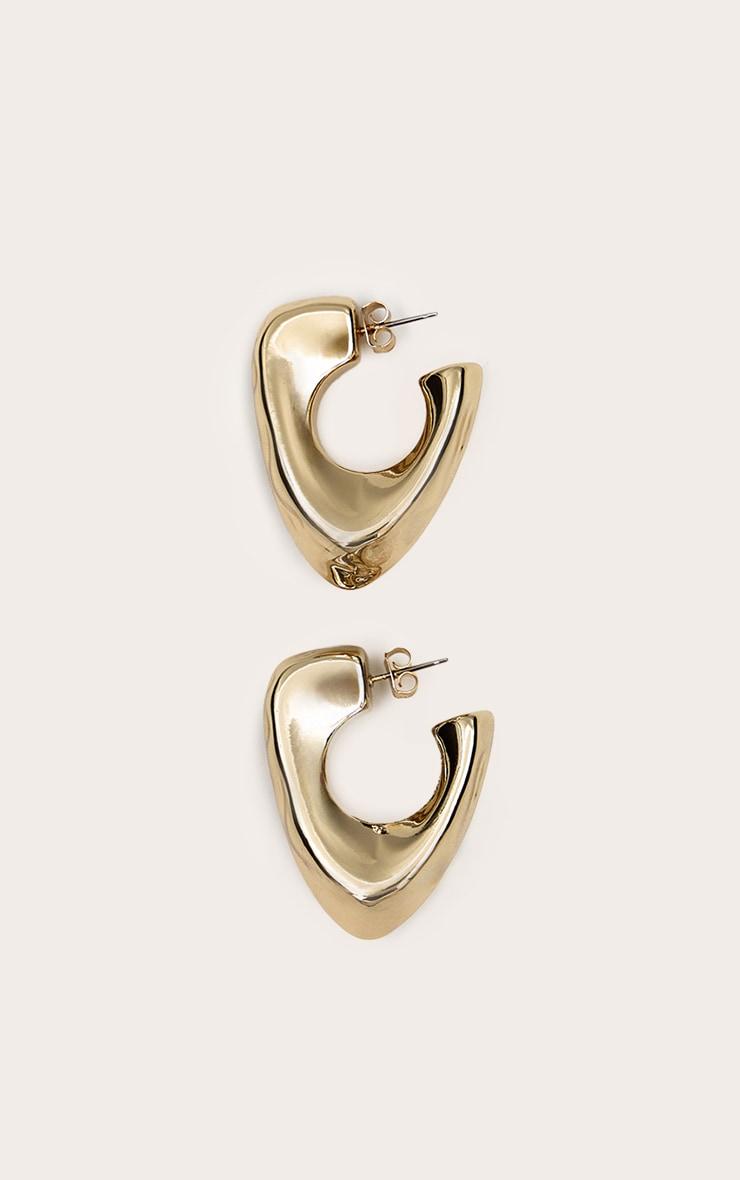 Gold Oversized Abstract Hoop Statement Earrings Product Image