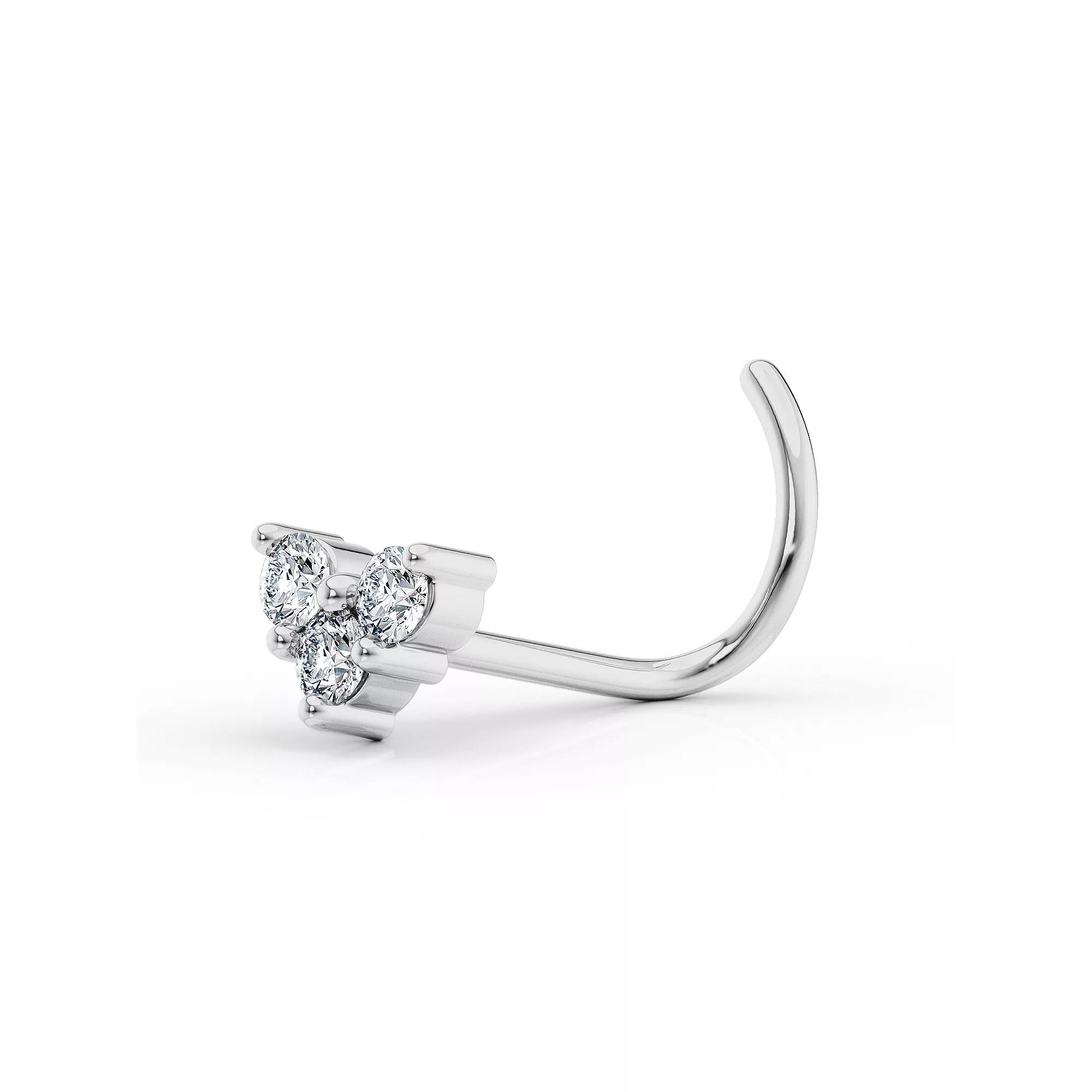 Lila Moon 14k Gold Cubic Zirconia Heart Curved Post Nose Stud, Women's, 14k White Gold Product Image