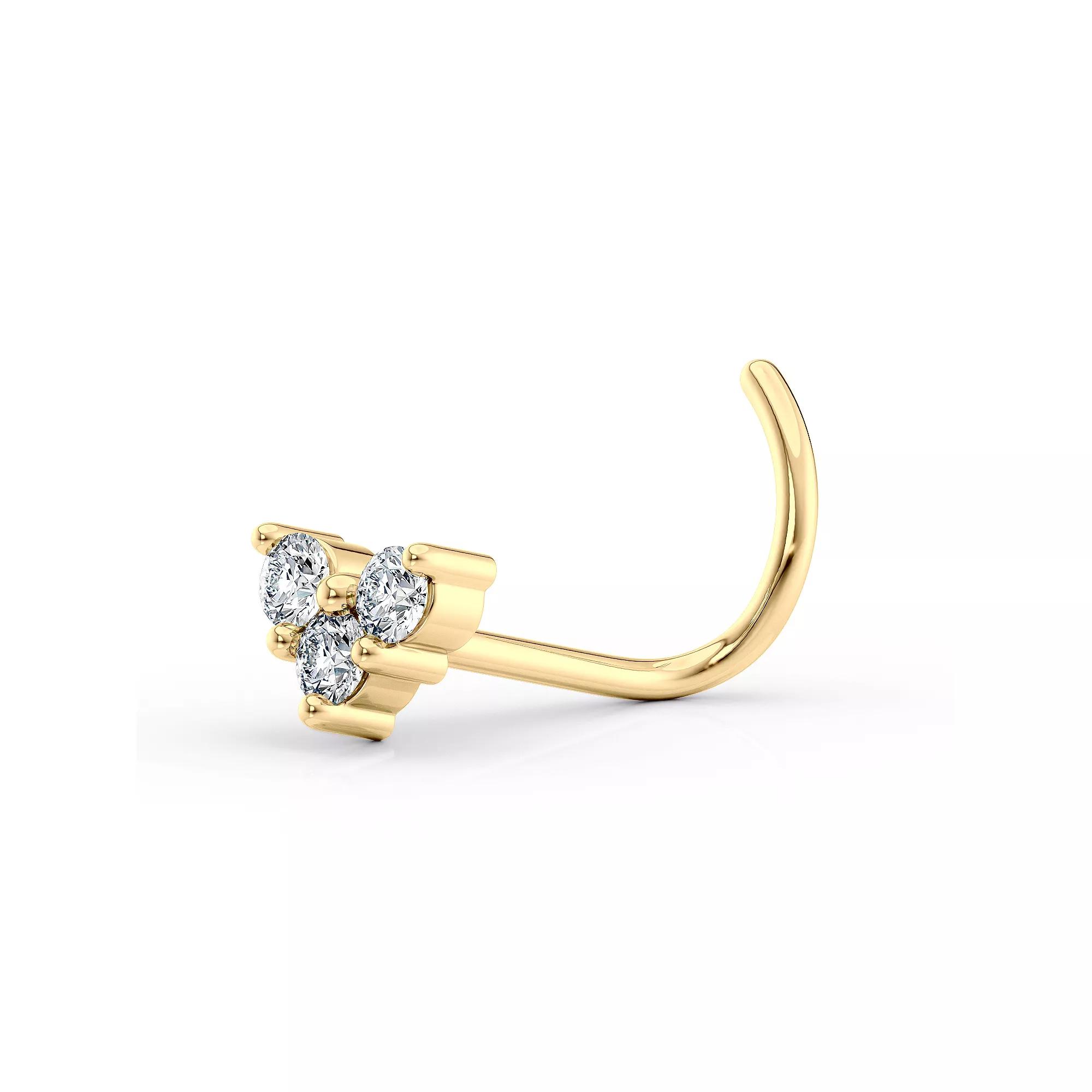 Lila Moon 14k Gold Cubic Zirconia Heart Curved Post Nose Stud, Women's Product Image