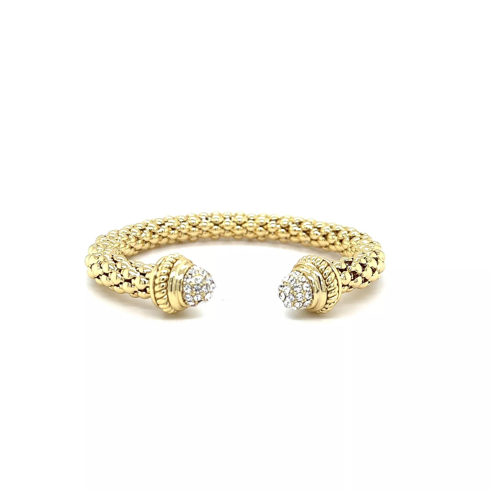 Juvell 18k Gold Plated Cubic Zirconia Vintage-Inspired Textured Bangle Bracelet, Women's, Two Tone Product Image