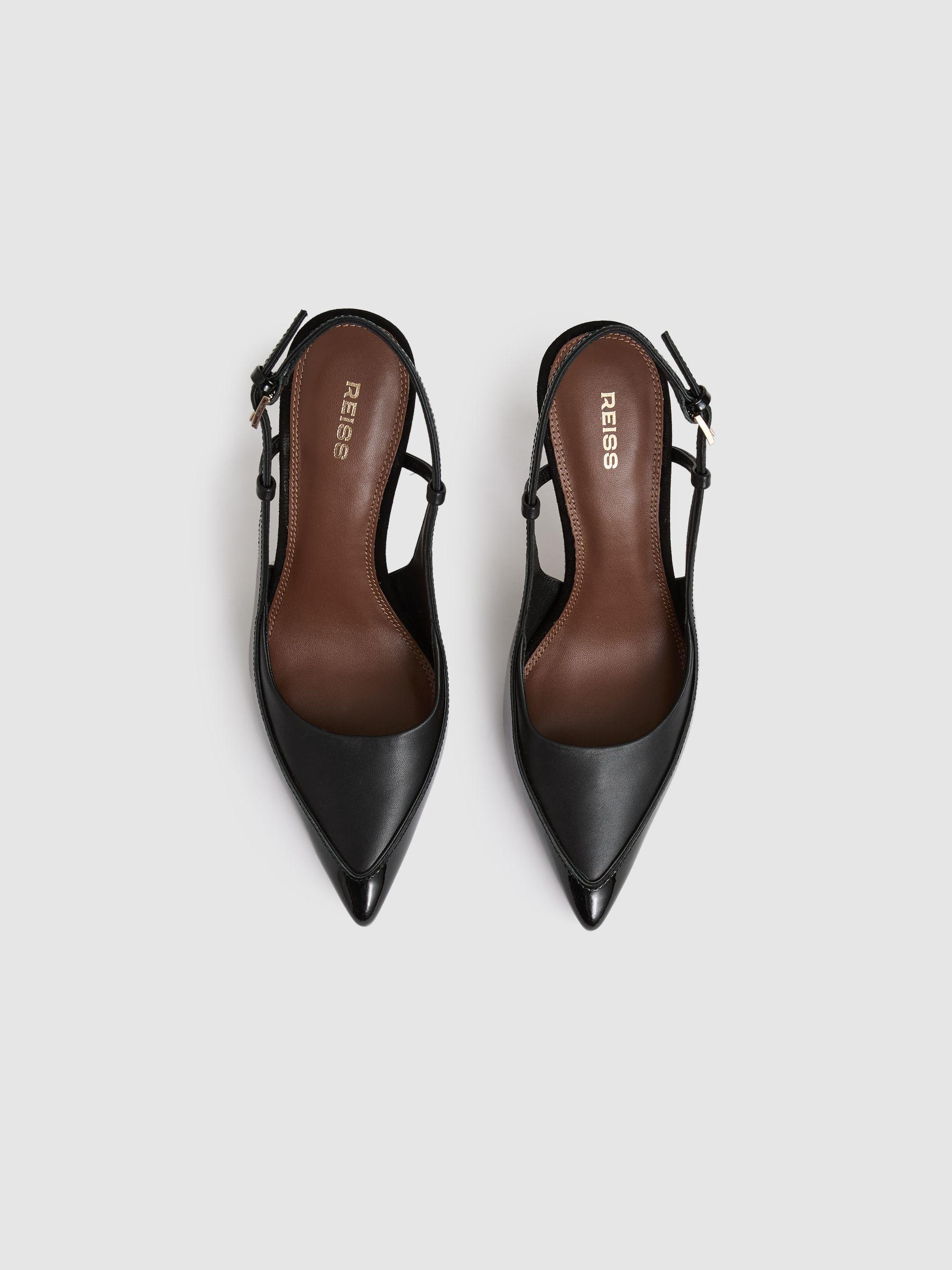 Leather Slingback Court Shoes in Black Product Image