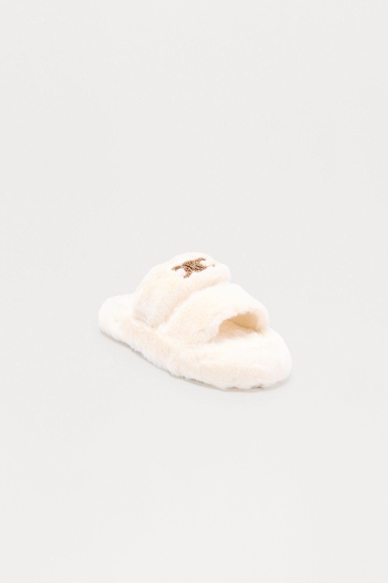 Cappuccino Faux Fur Slippers - Black Female Product Image