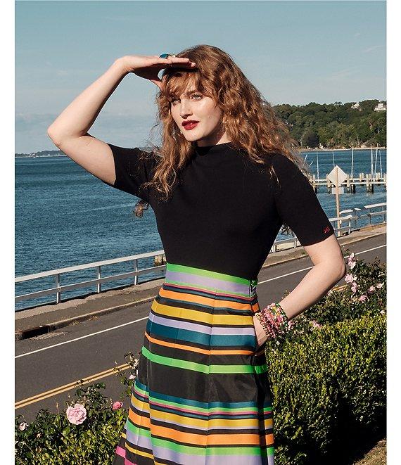 FRANCES VALENTINE Marie Knit Mock Neck 3/4 Sleeve Sweater Top Product Image