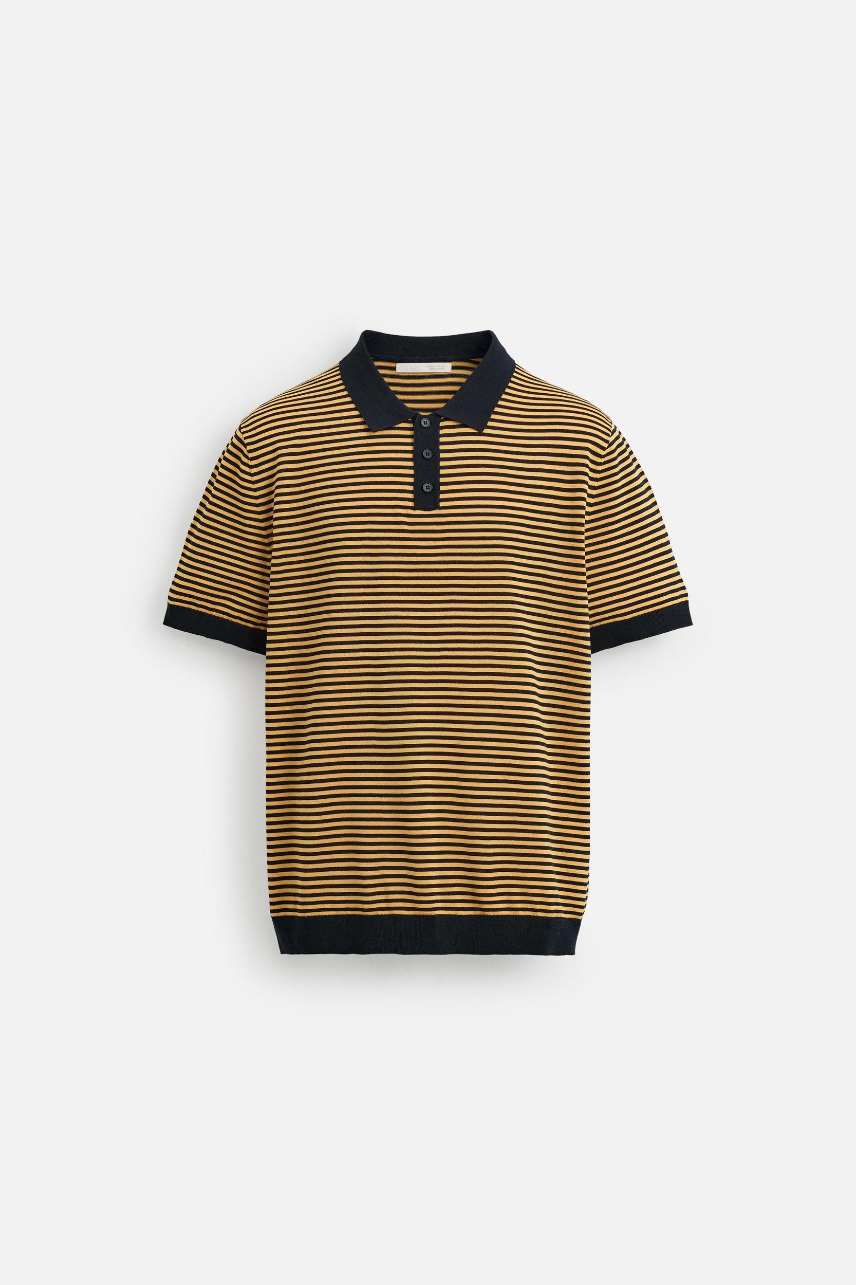 STRIPED KNIT POLO SHIRT Product Image