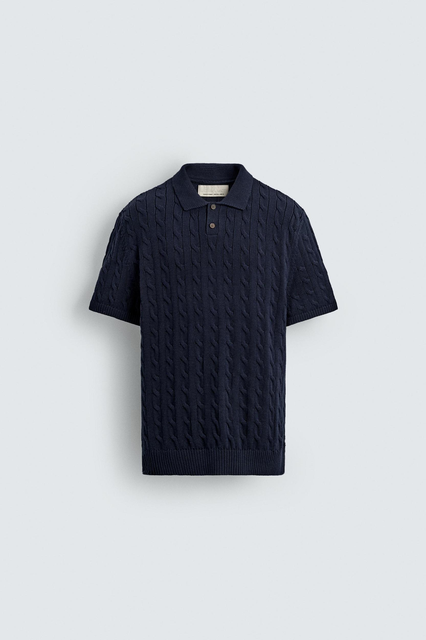 BRAIDED TEXTURED KNIT POLO Product Image