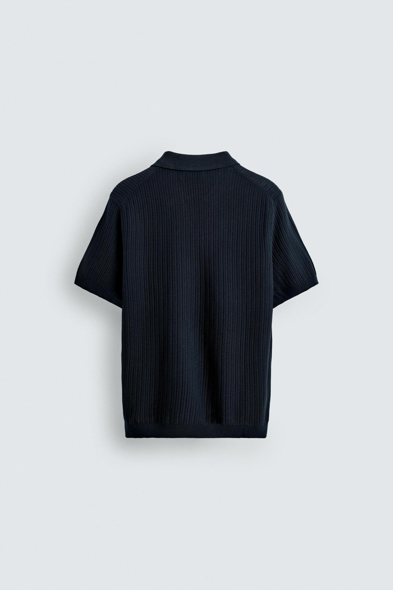 RIBBED KNIT POLO SHIRT Product Image