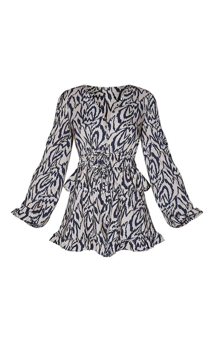 Stone Tiger Print Button Detail Romper Product Image