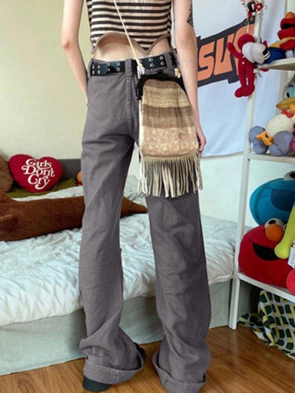 Green Wash Ankle Flare Cargo Jeans Product Image