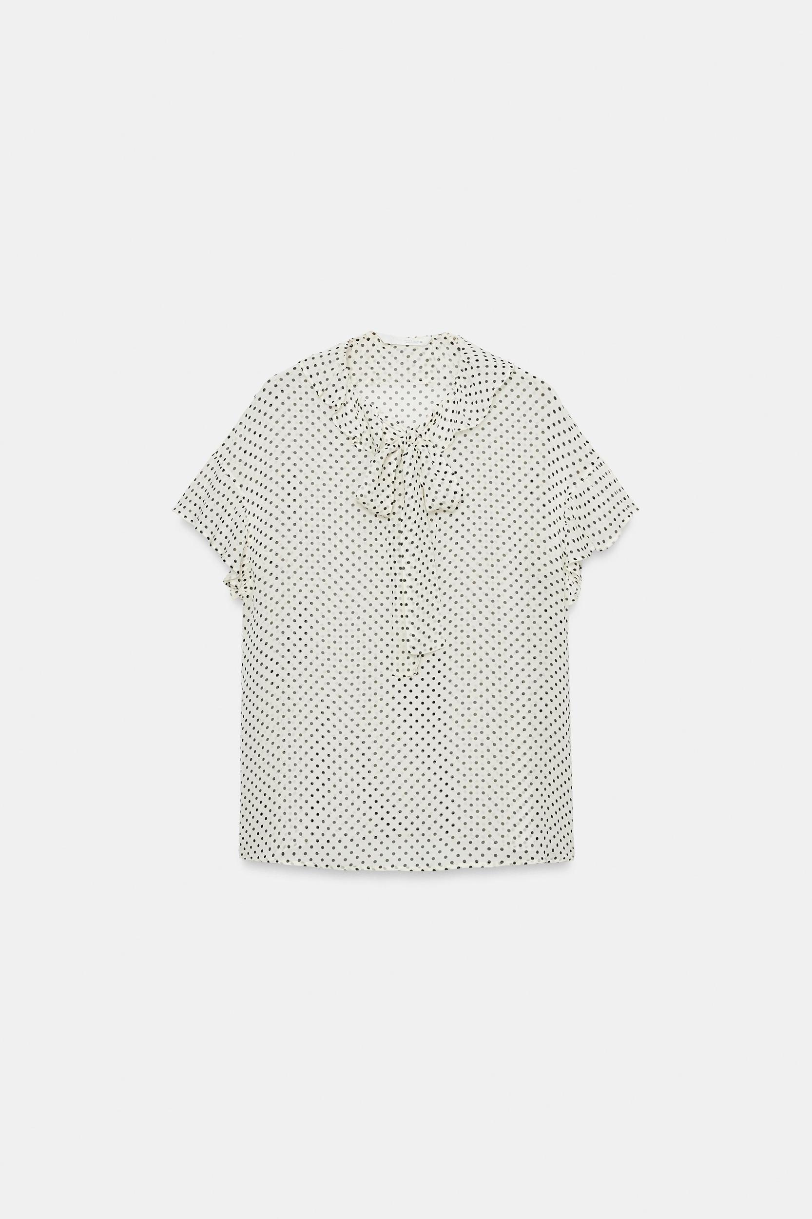 TIED POLKA DOT BLOUSE ZW COLLECTION Product Image