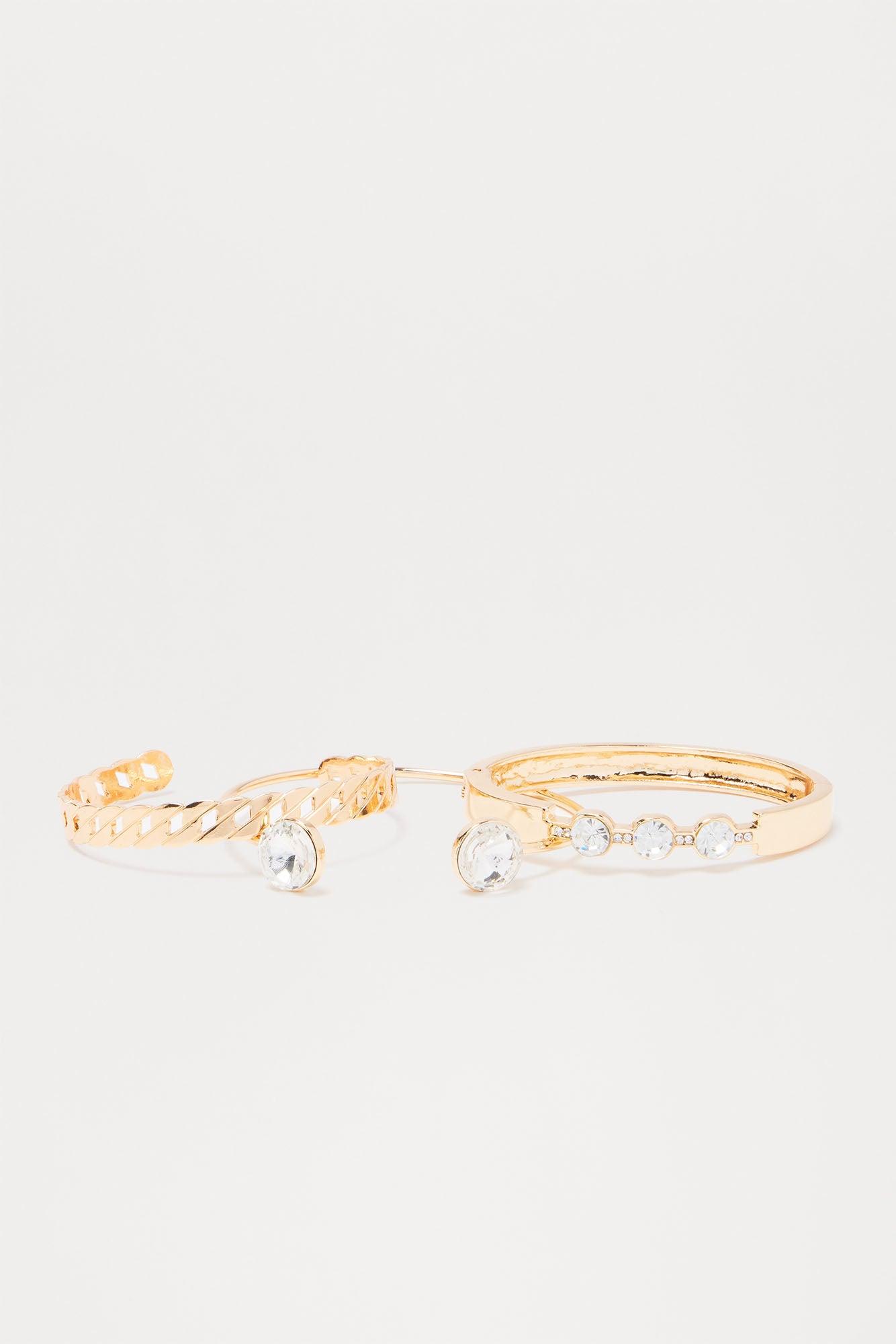 Belladonna Chainlink Jeweled 3 Piece Bracelet Set - Gold Female Product Image