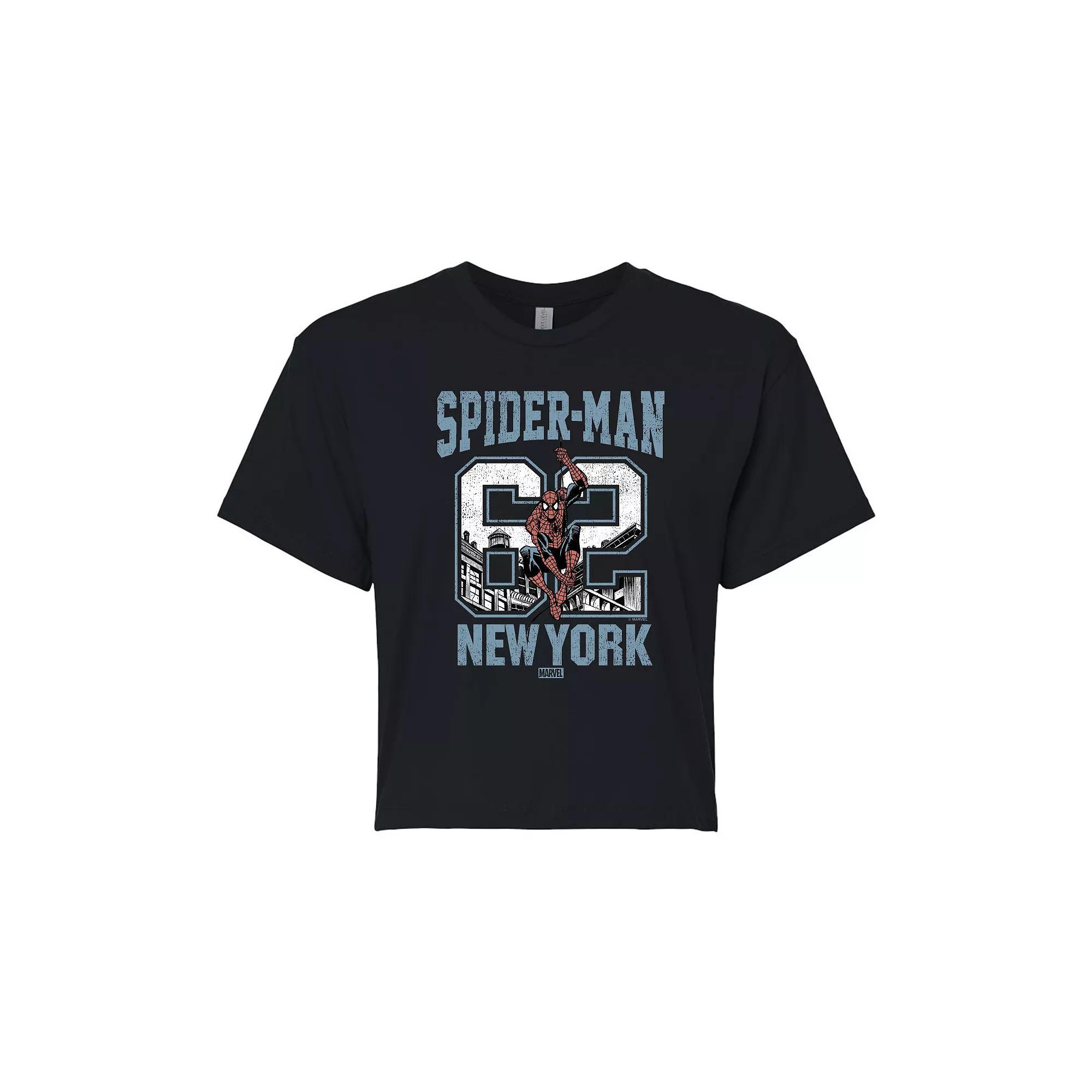 Juniors' Marvel Spider-Man New York Vintage Cropped Tee, Girl's,  Product Image