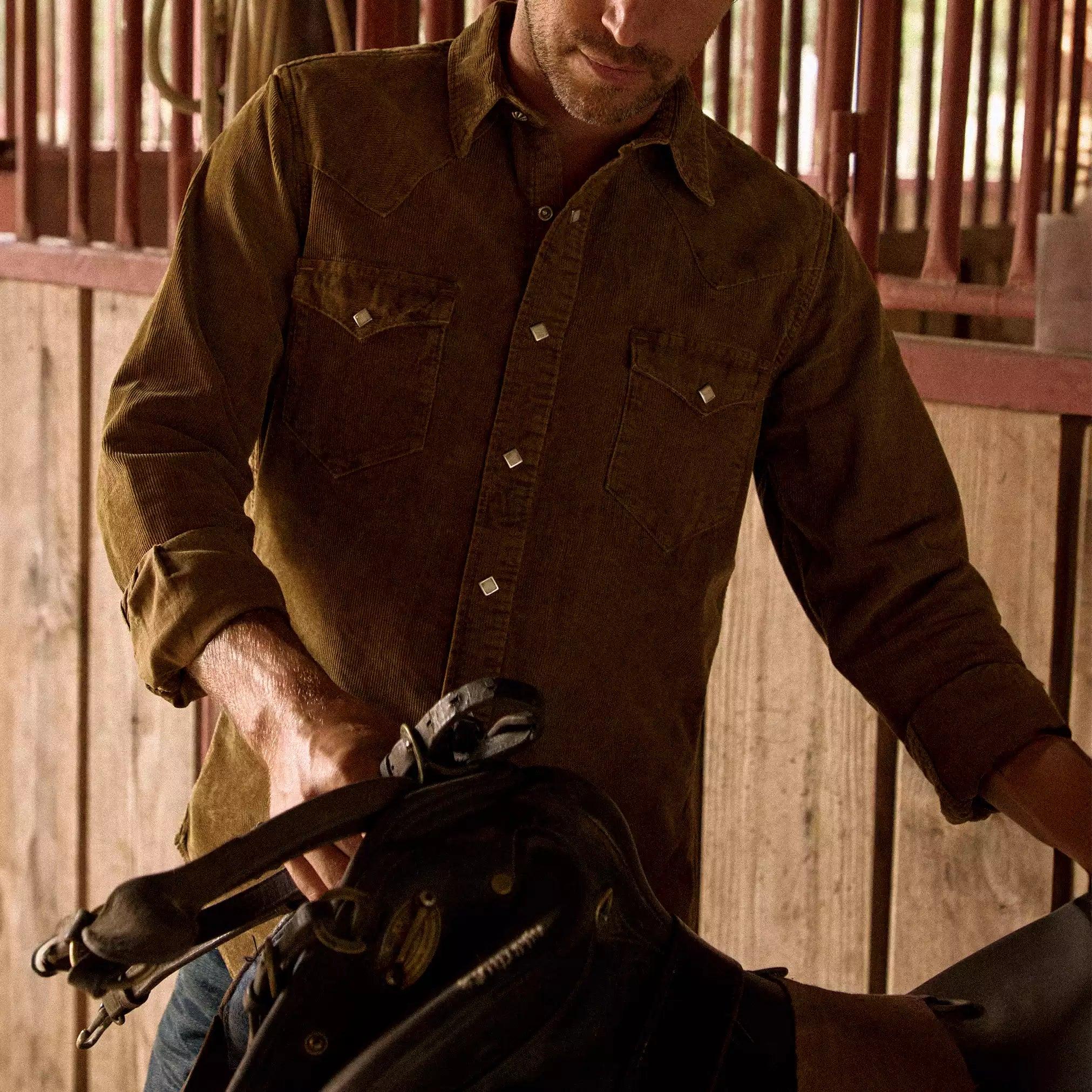 Corduroy Western Shirt - Tan Product Image