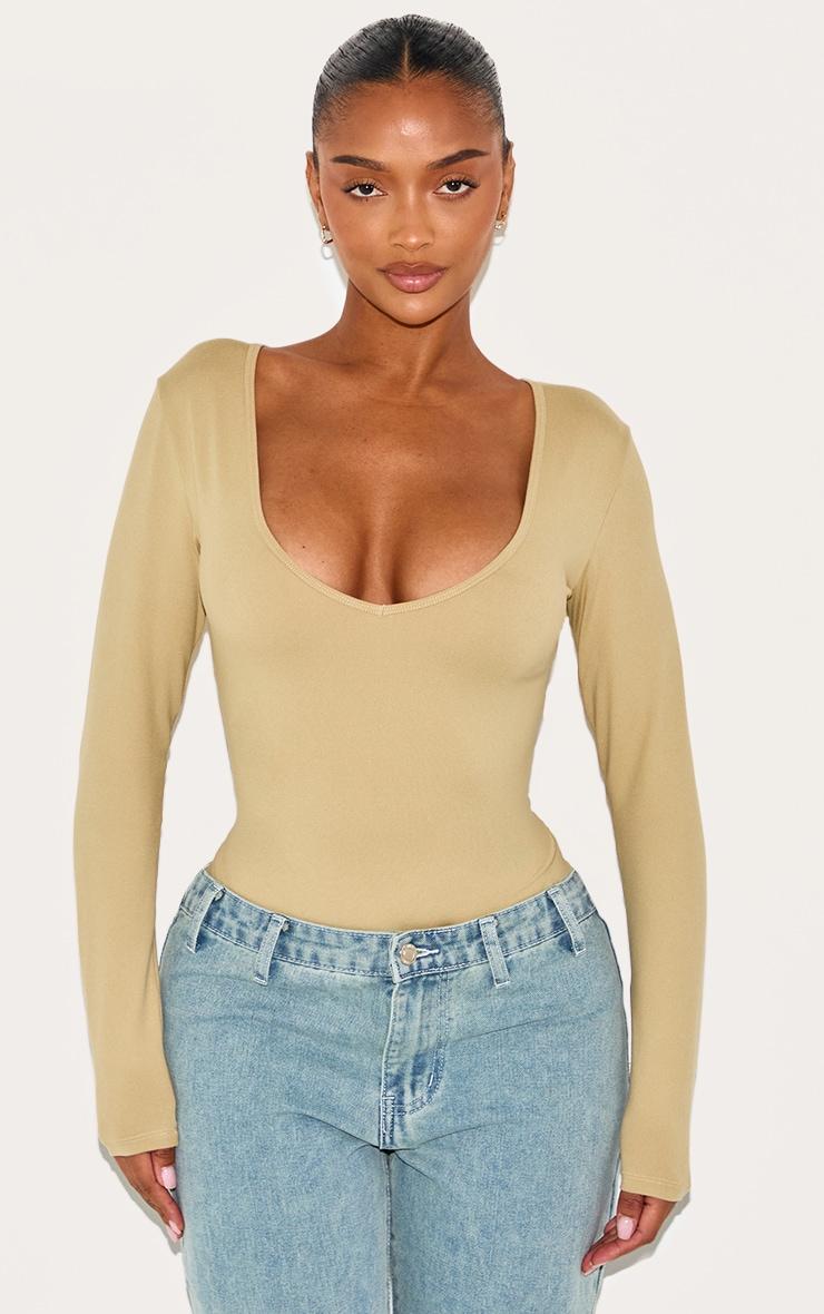 Shape Stone Sculpted V Neck Long Sleeve Bodysuit Product Image