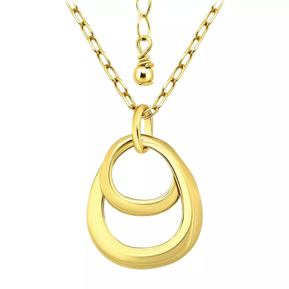 Aleure Precioso Double Interlocking Teardrop Design Pendant Necklace, Women's, Size: 16-18" ADJ, Gold Tone Product Image