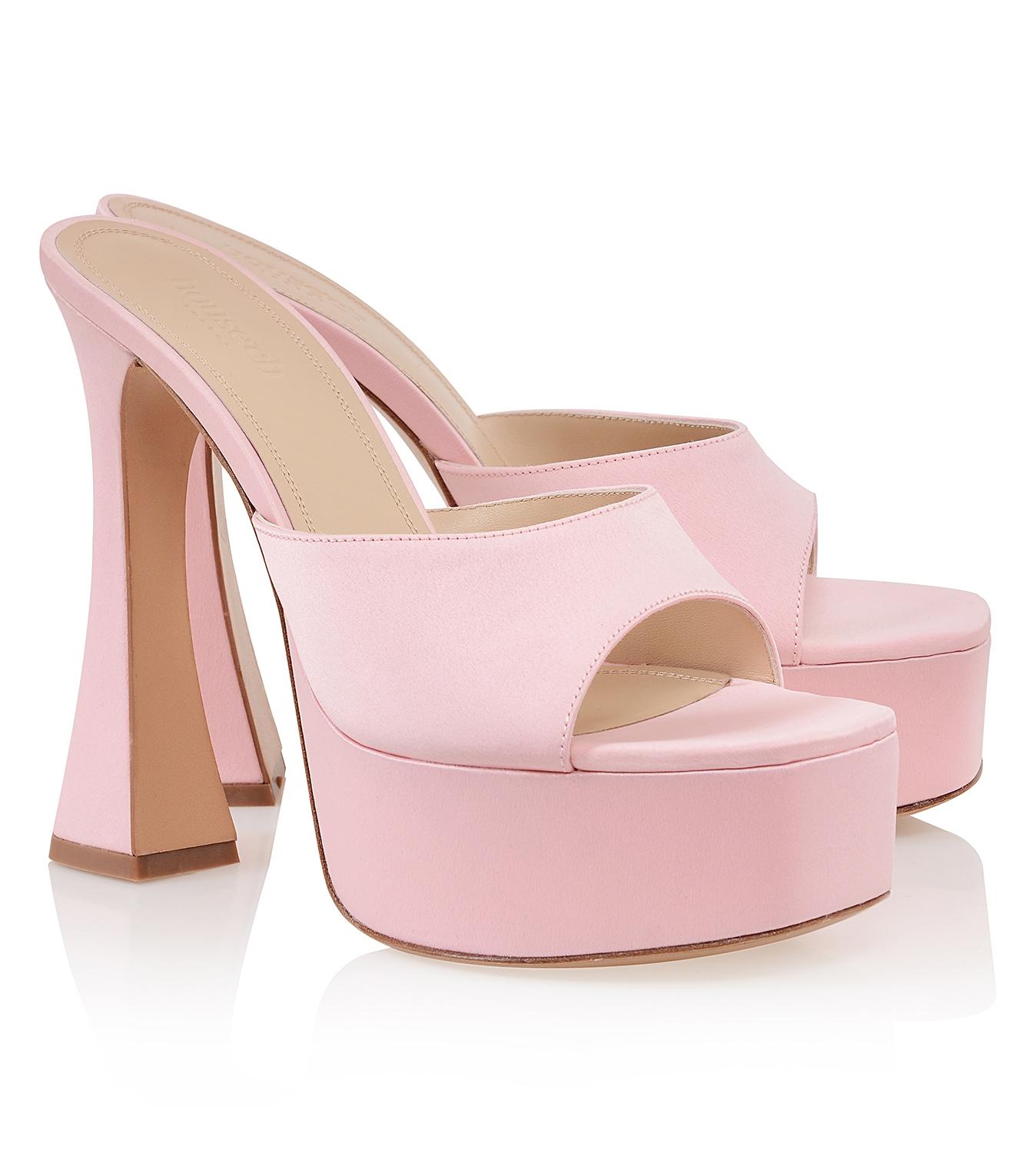 Alessandra  pink satin platform mules - sale Product Image