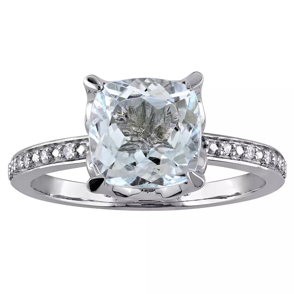 Stella Grace 10k White Gold Aquamarine & Diamond Accent Fashion Ring, Women's, Size: 5, 10k Whgold Product Image