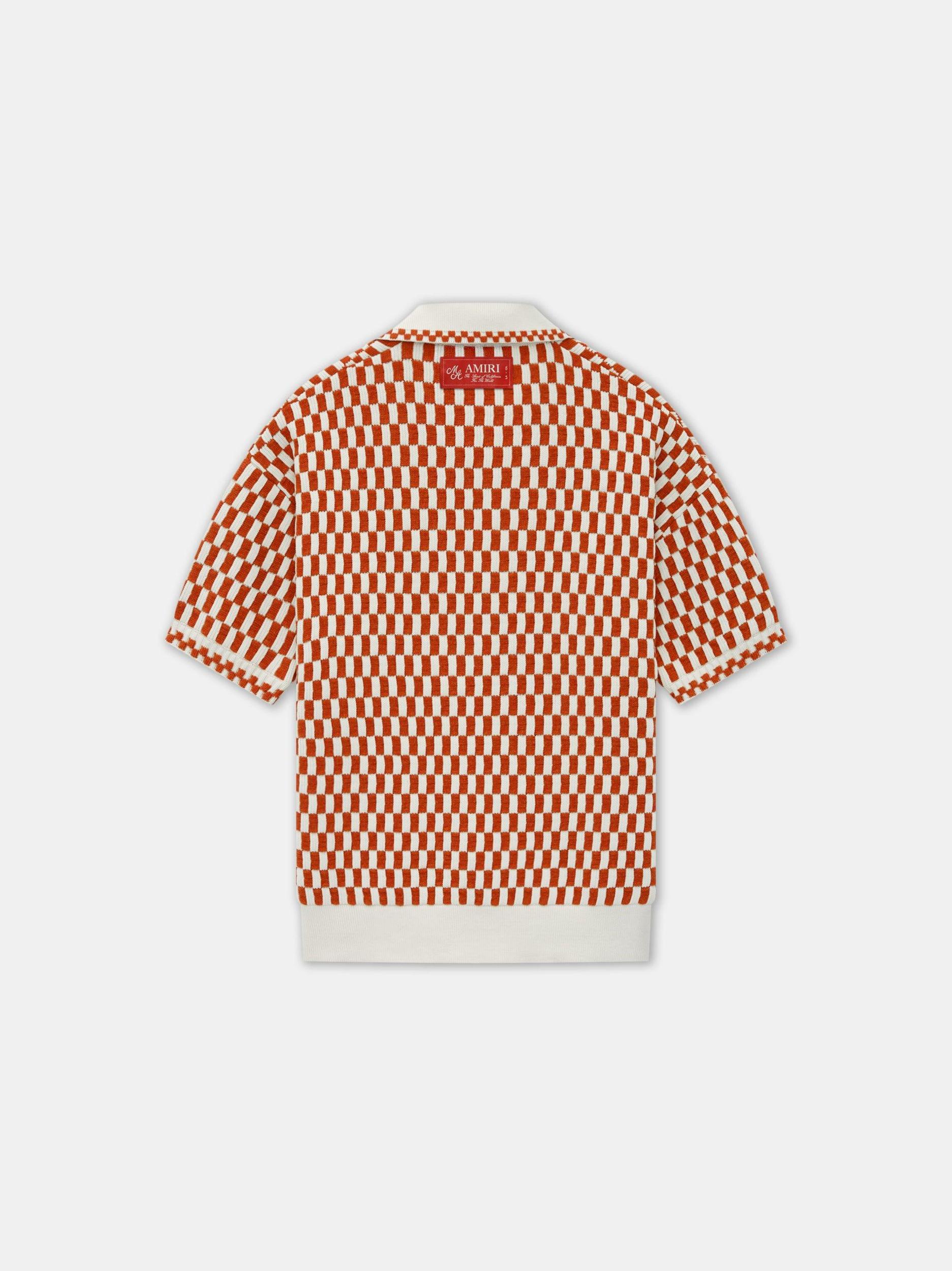 CHECKERED OVERSIZED POLO - Burnt Orange Product Image