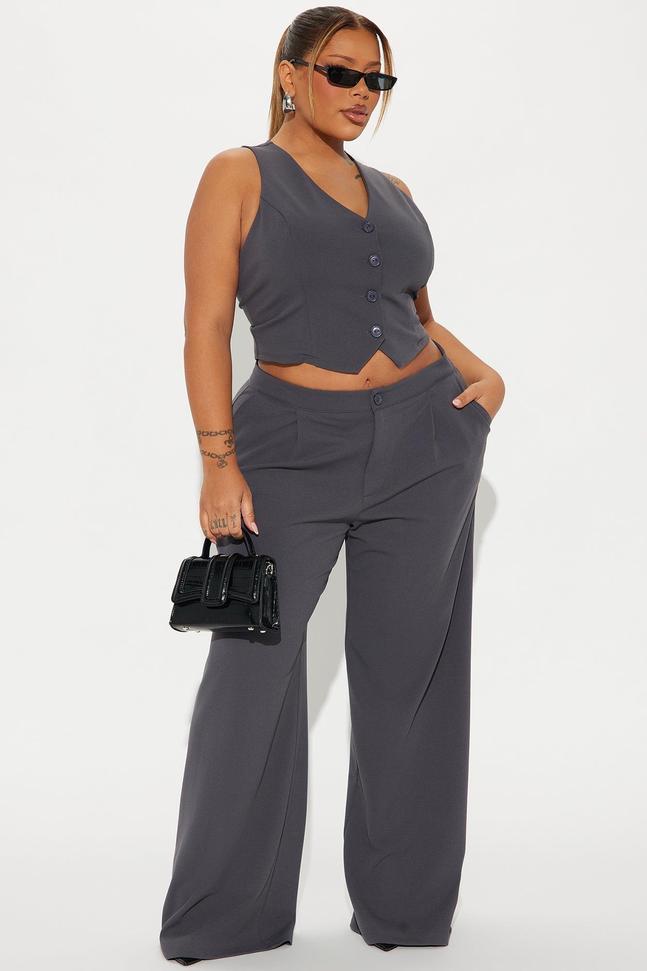 Power Hour Wide Leg Trouser - Charcoal Product Image