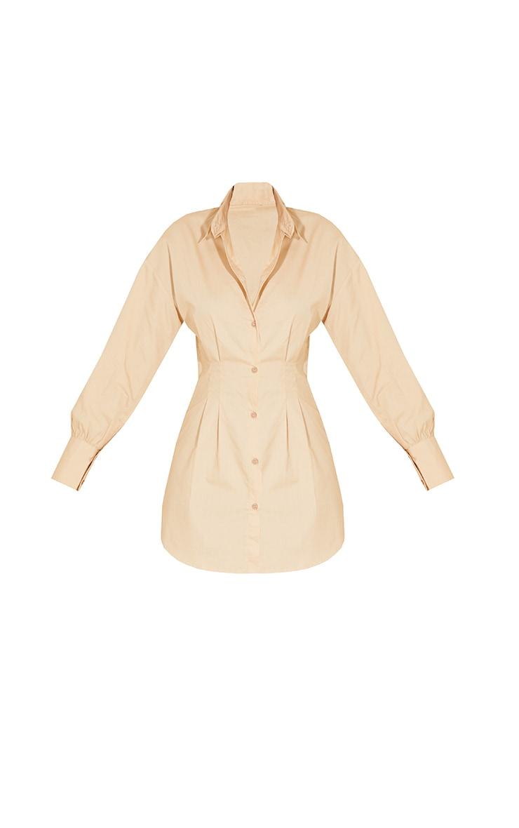 Stone Fitted Waist Long Sleeve Shirt Dress Product Image