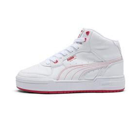 PUMA CA Pro Mid NYC Running Laps Women's Sneakers in White/Club Red/Gum Product Image