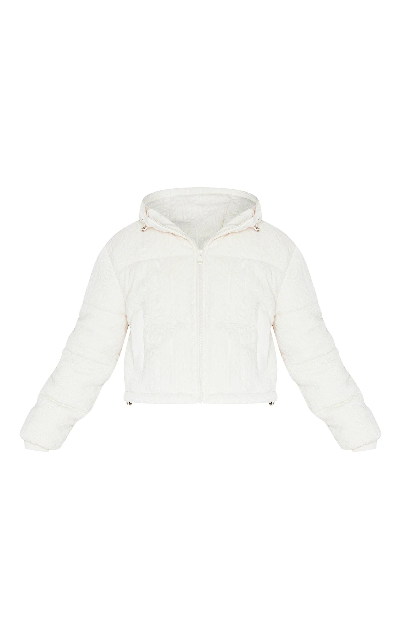 Oatmeal Cable Knit Puffer Coat Product Image