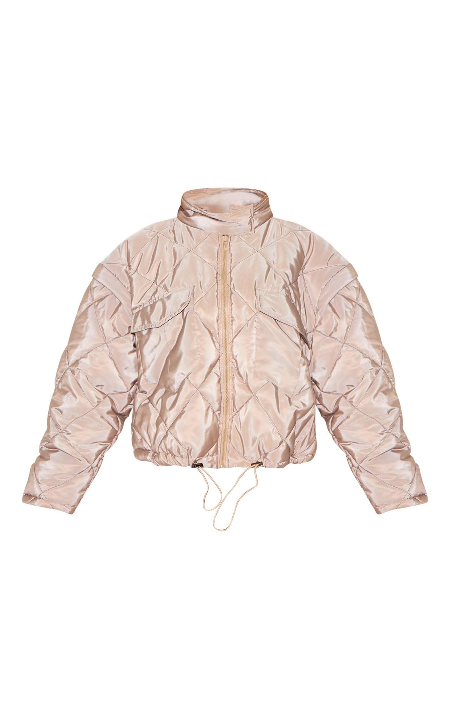 Taupe Cropped Quilted Jacket Product Image
