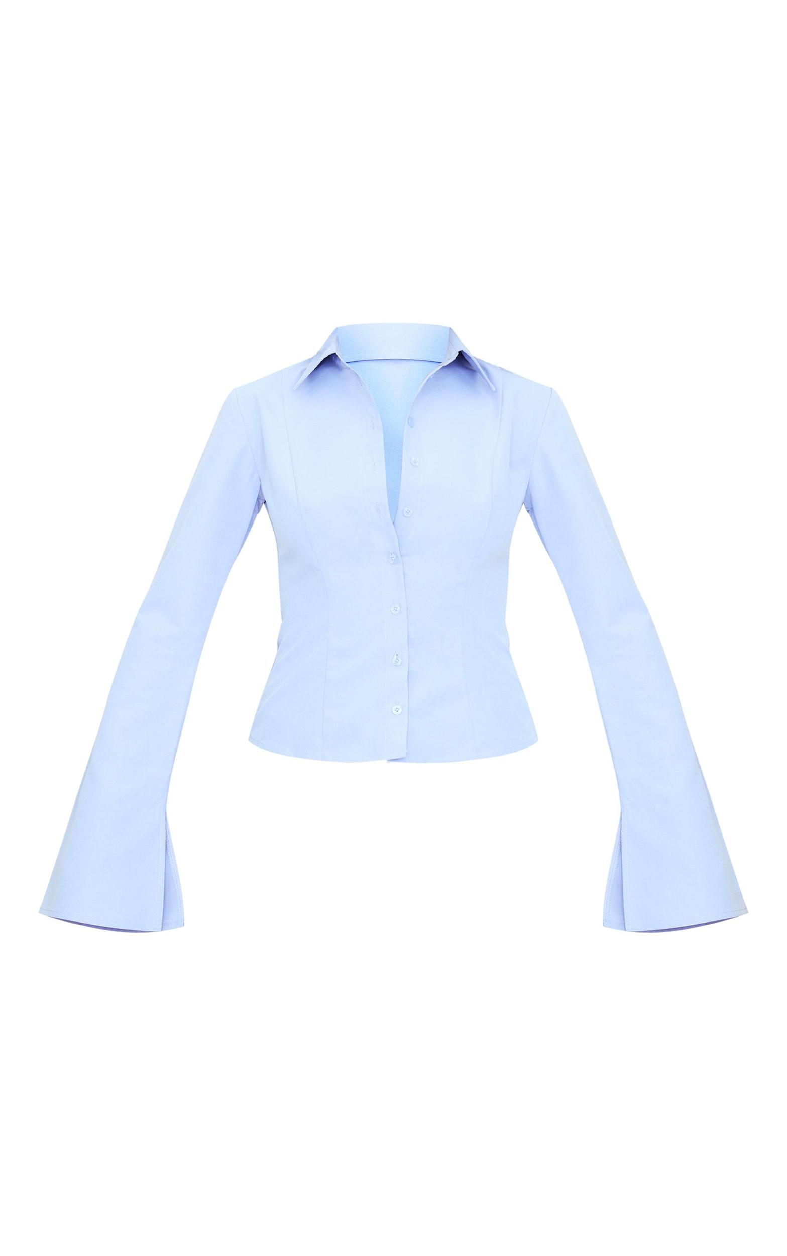 Light Blue Cotton Fitted Shirt Product Image