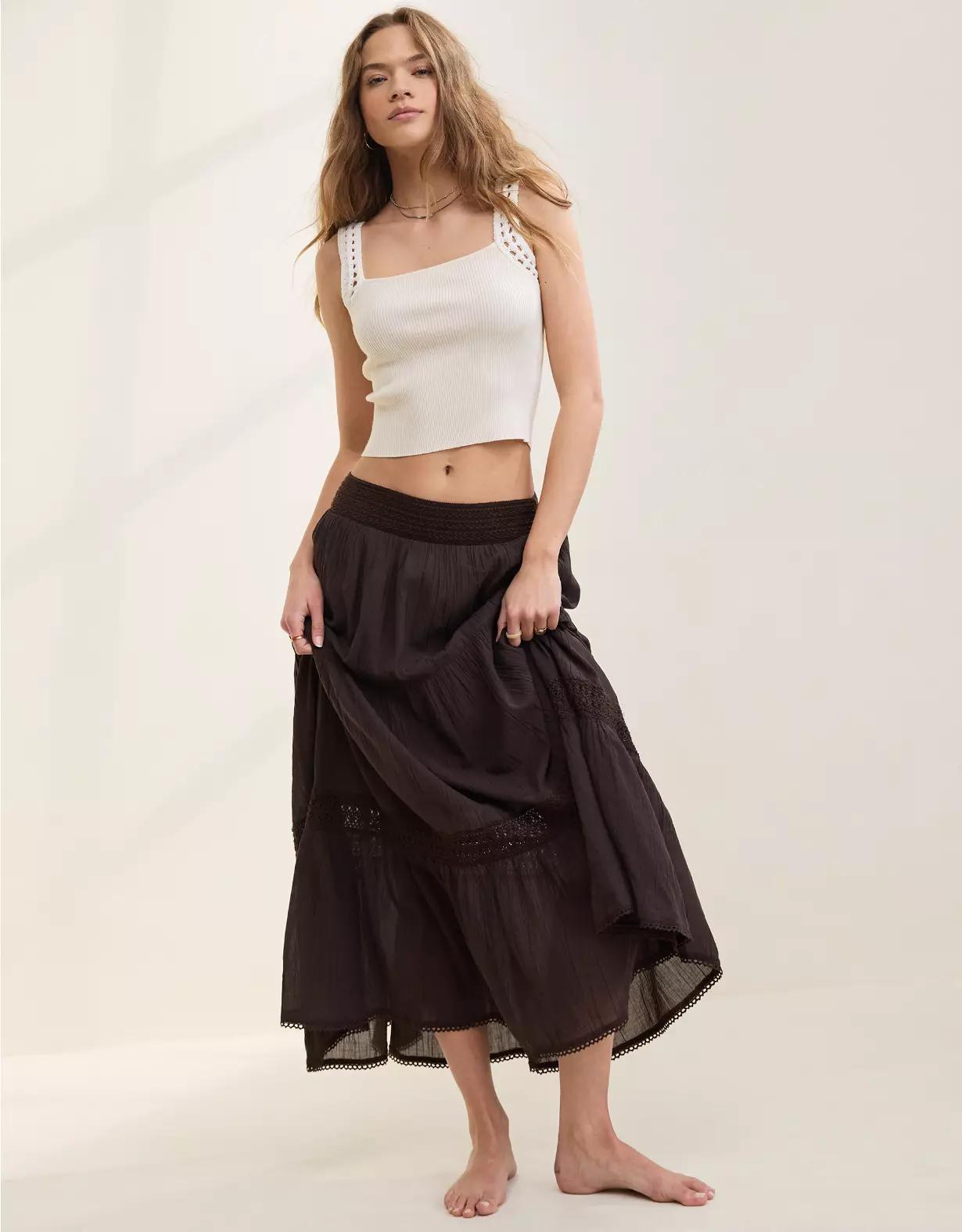Aerie Crochet The Day Maxi Skirt Product Image