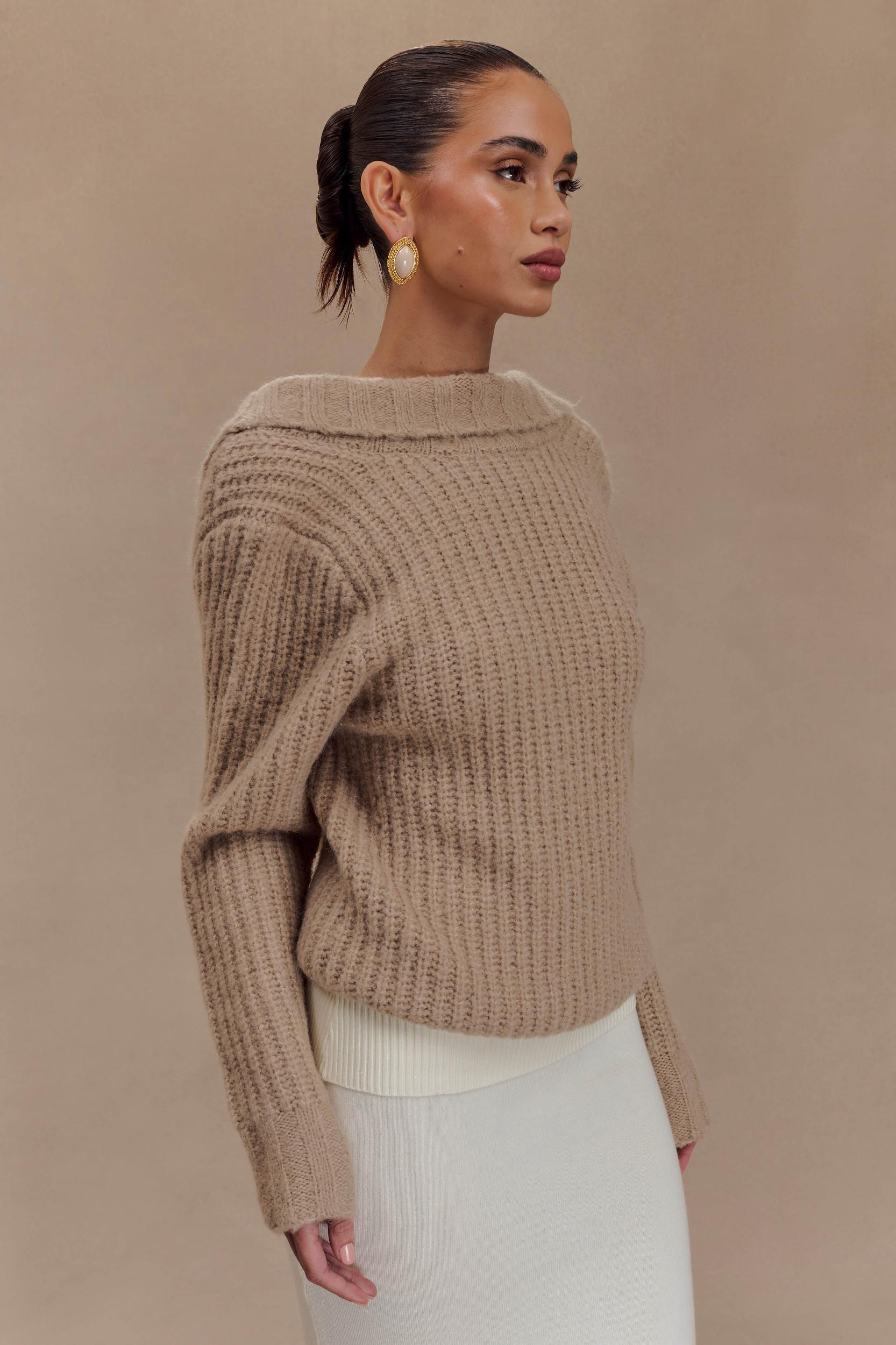 Candice Oversized Low Back Knit Jumper - Stone Marle Product Image