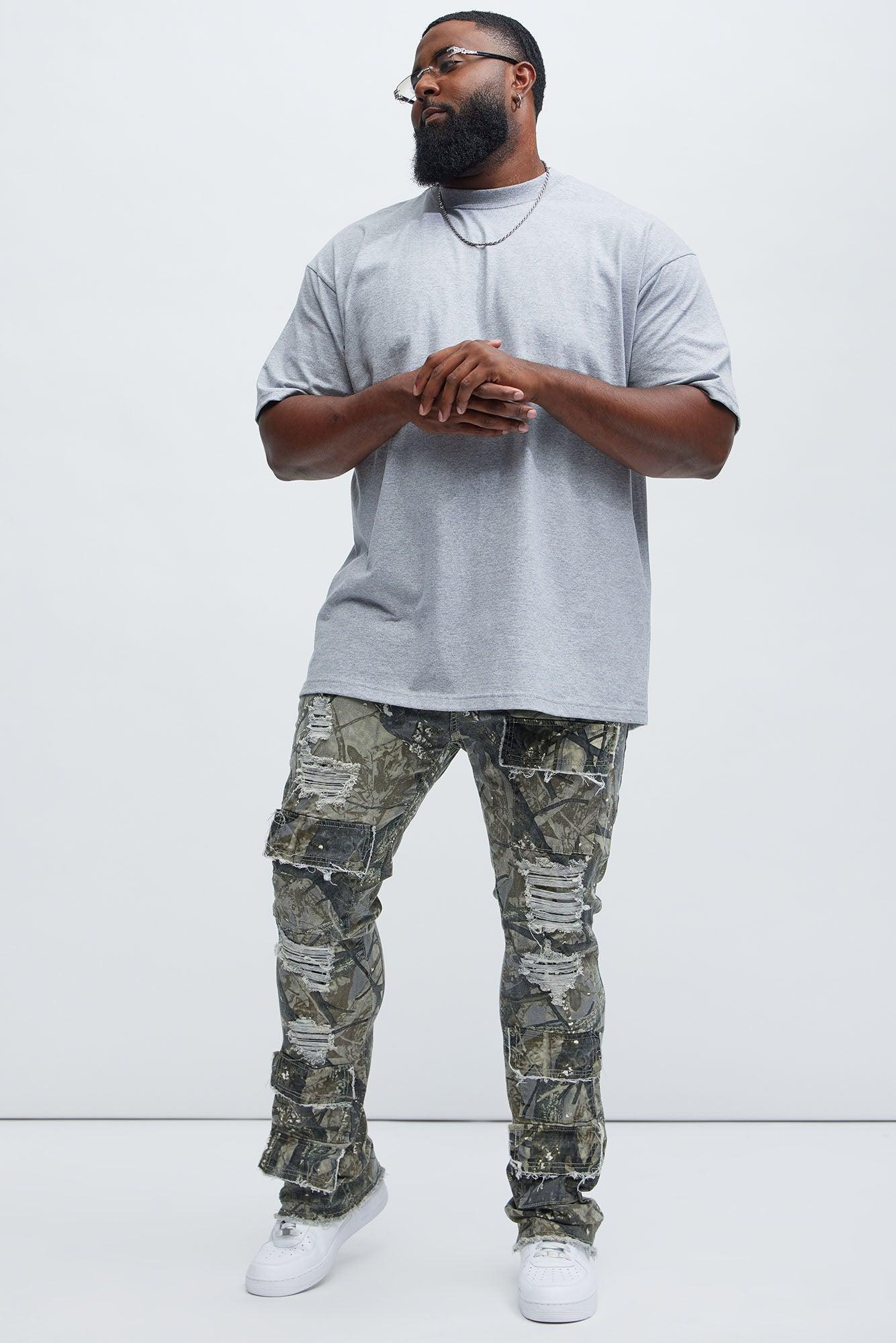 Get Started Cargo Stacked Skinny Flare Pants - Grey/combo Product Image