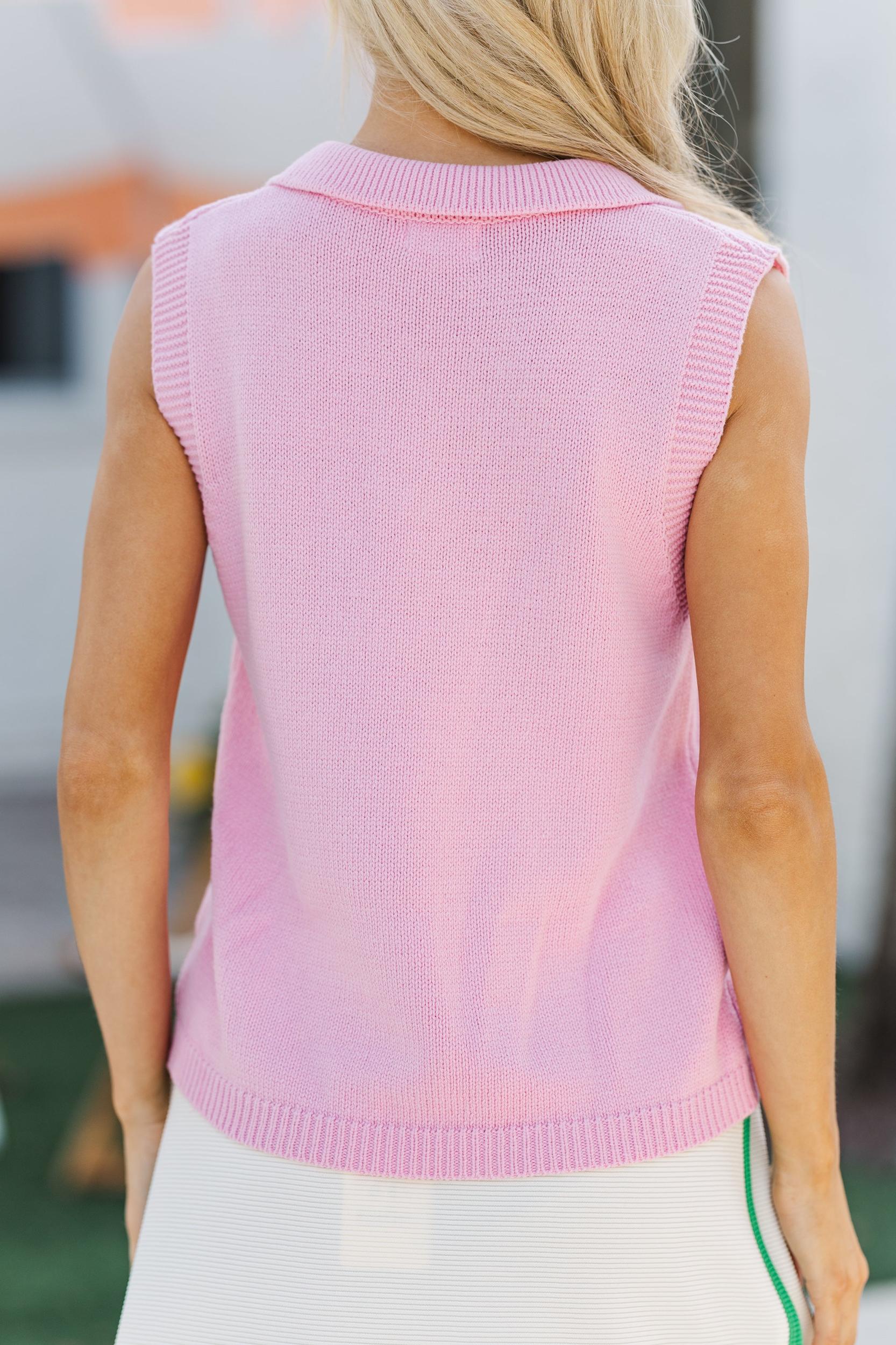 Prepped And Ready Pink Knit Sweater Vest Female Product Image