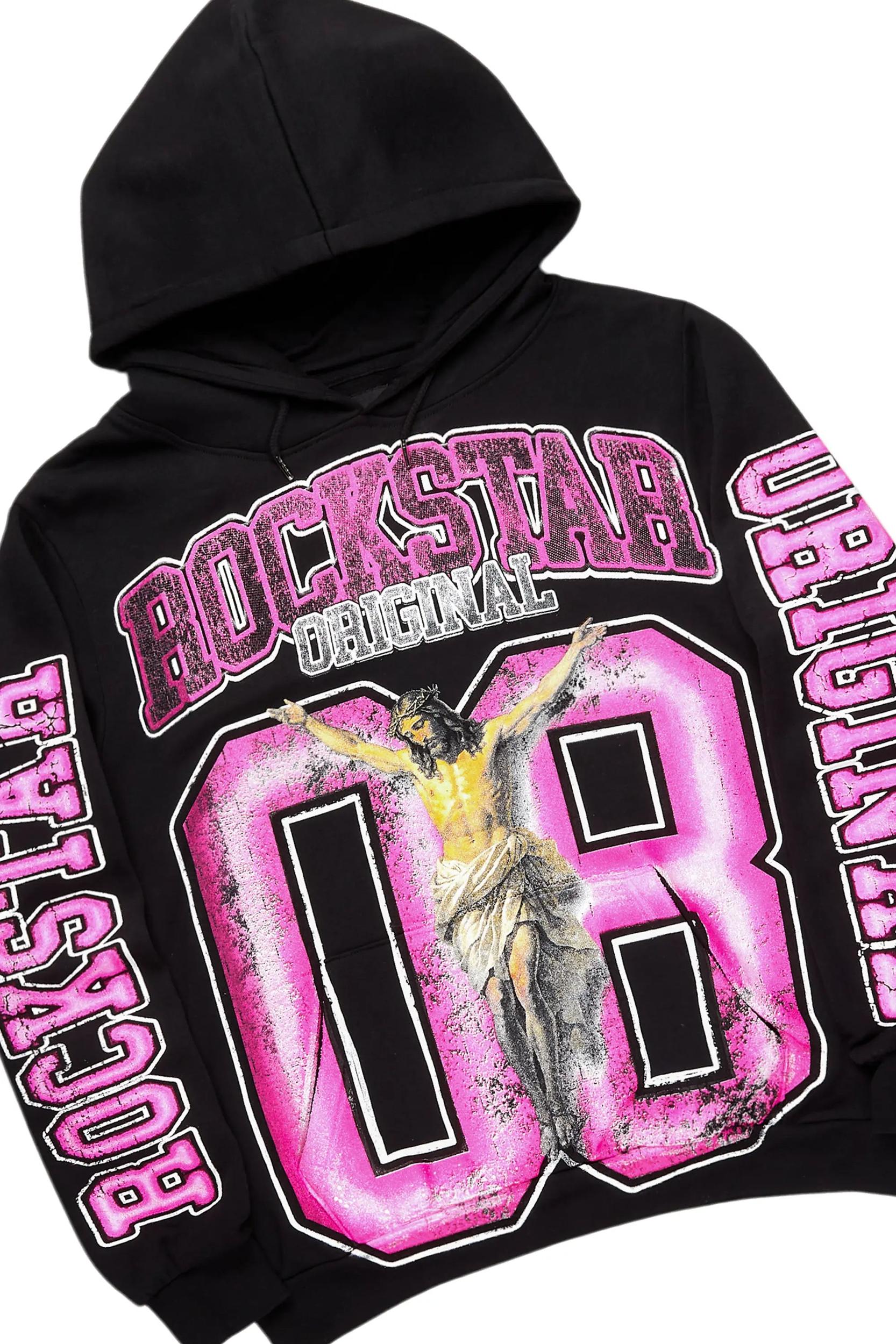 Fields Black/Pink Stacked Flare Hoodie Track Set Male Product Image