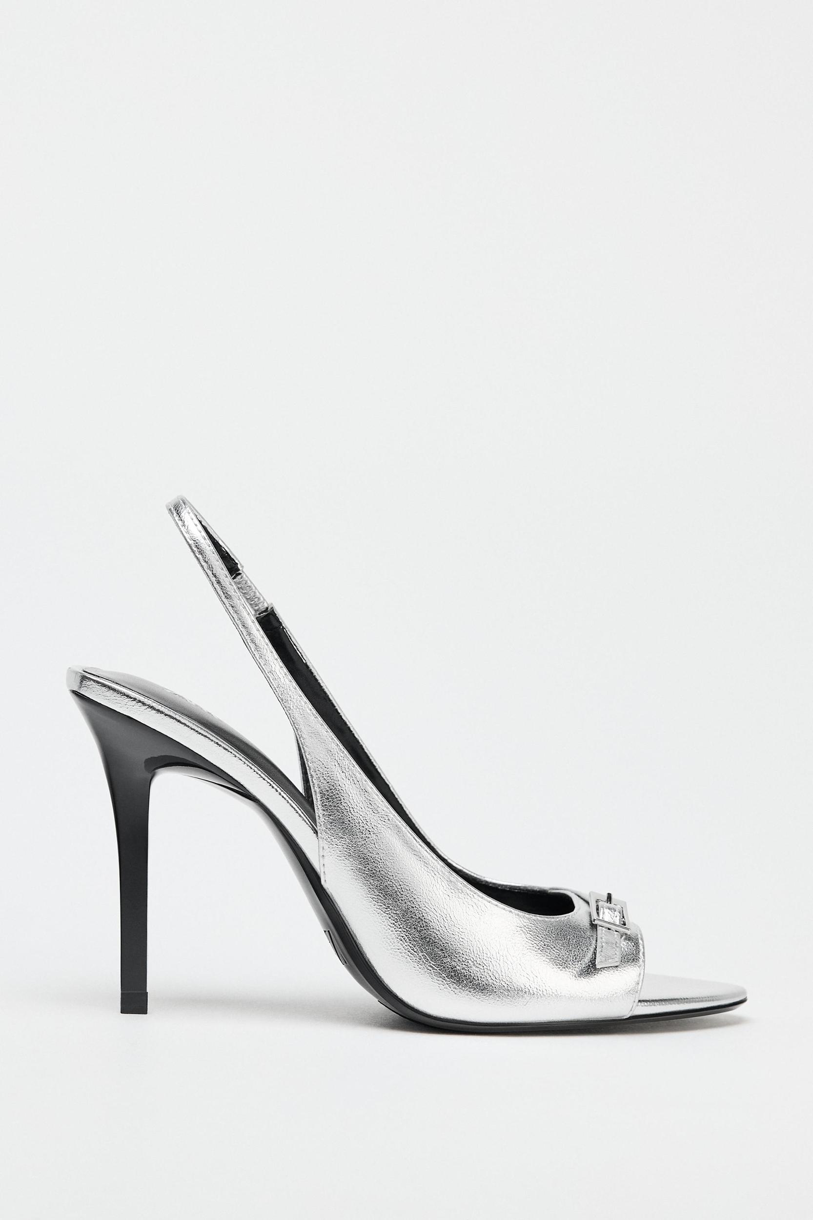 METALLIC EFFECT HEELED SANDALS Product Image