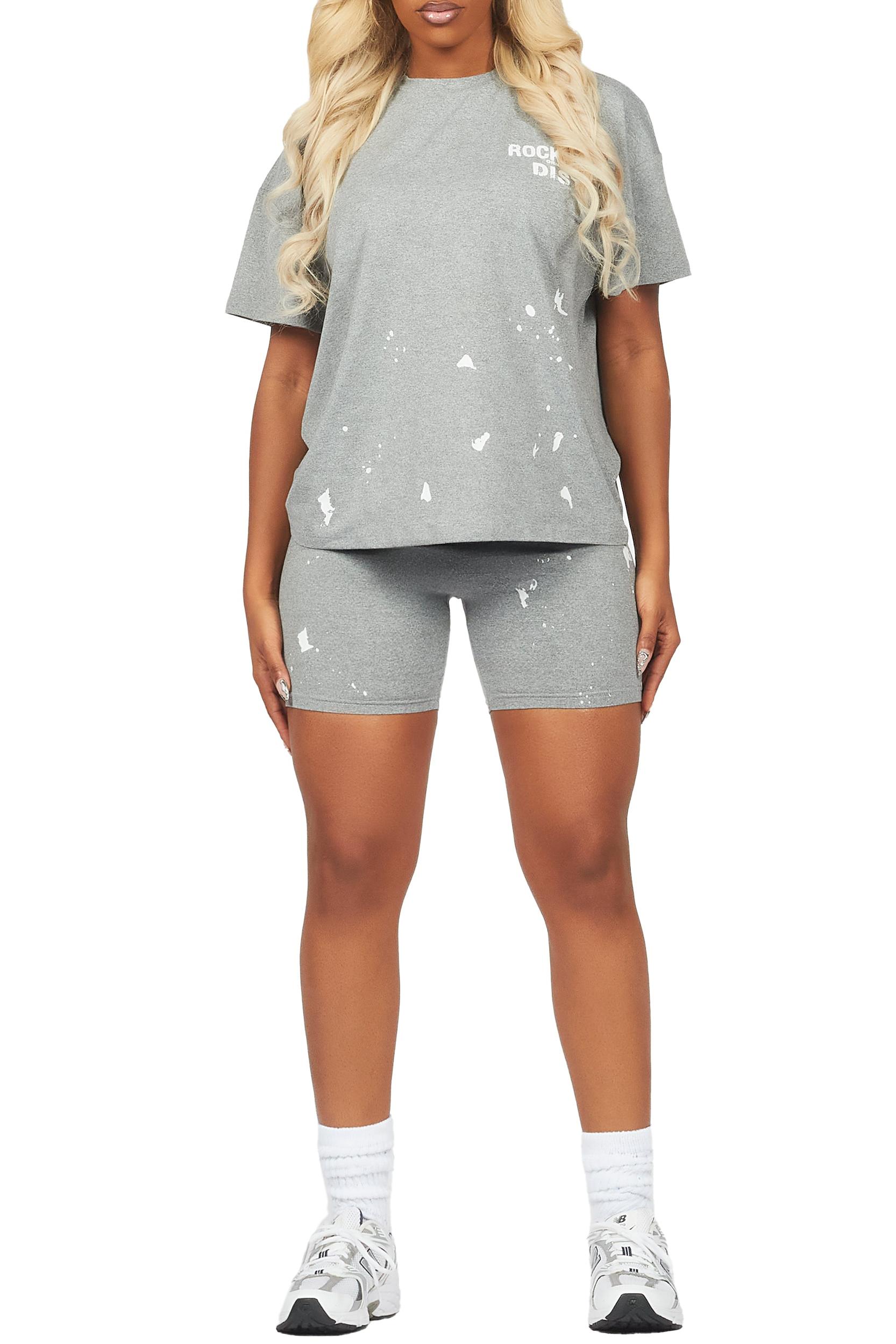 Living For It Heather Grey Bike Short Set Female Product Image