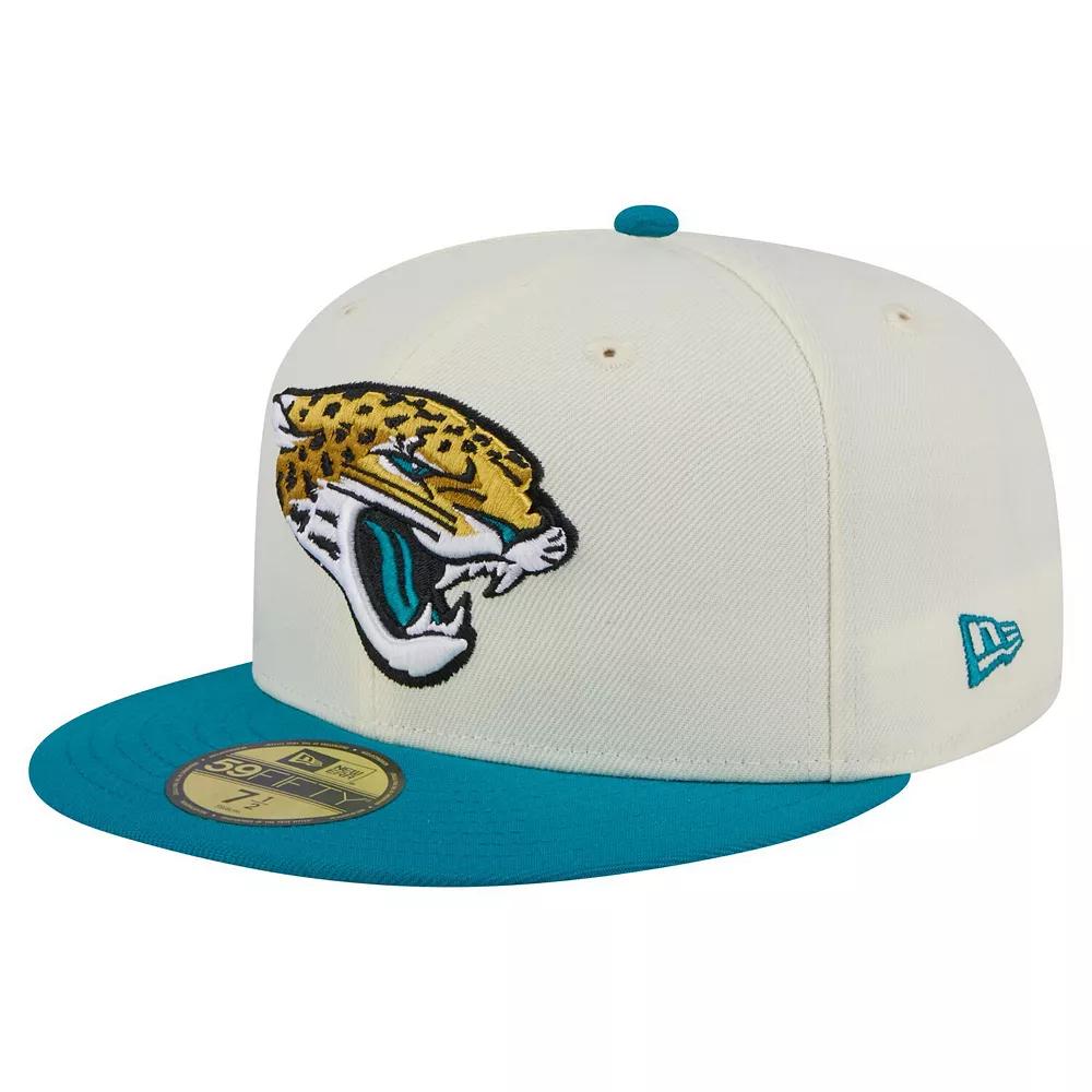 Men's New Era Cream/Teal Jacksonville Jaguars Main 59FIFTY Fitted Hat,  Product Image