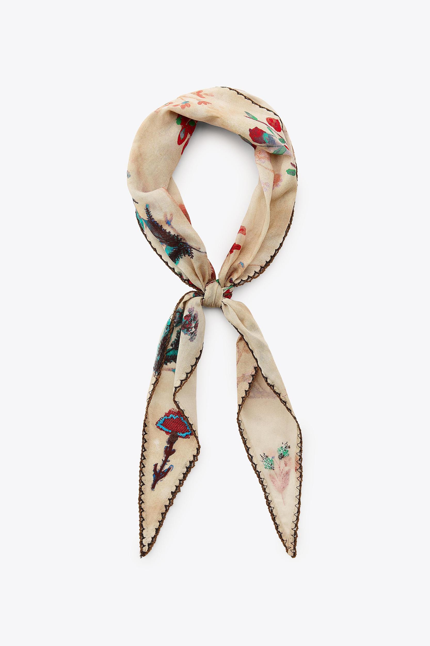 EMBROIDERED FLORAL POINTELLE BANDANA Product Image