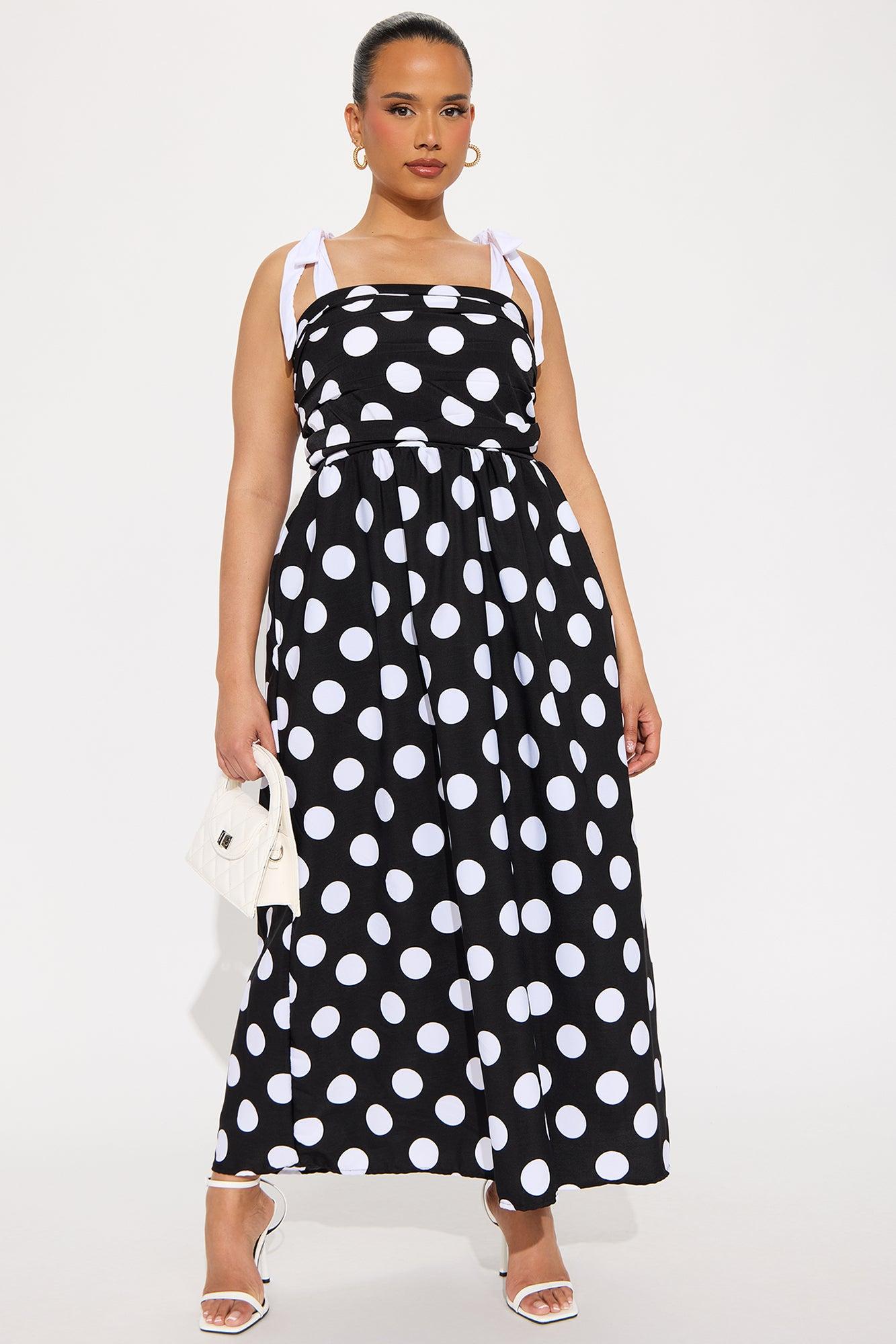 Alyssa Tie Shoulder Maxi Dress - Black/White Product Image