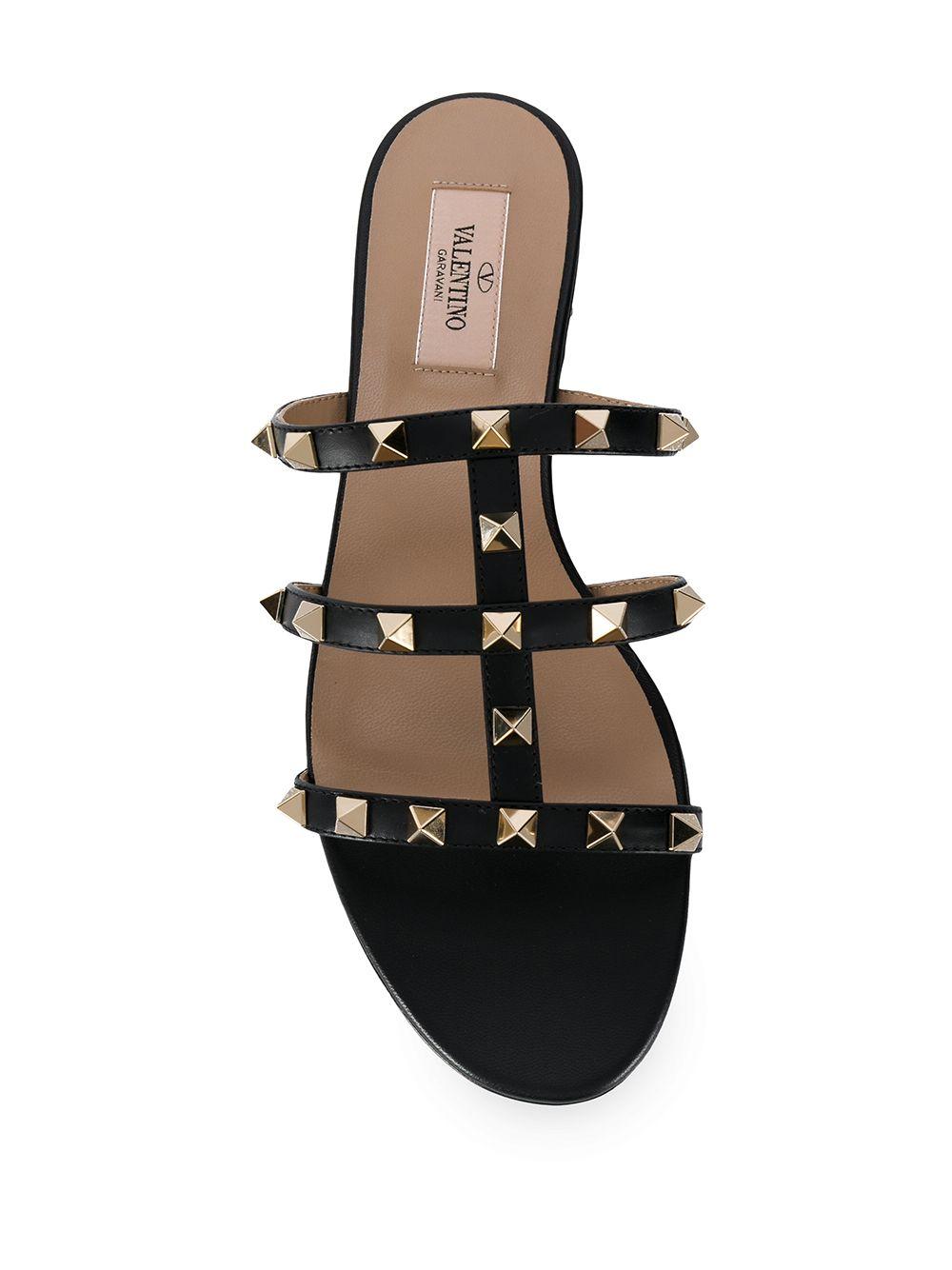 Rockstud flat leather sandals Product Image