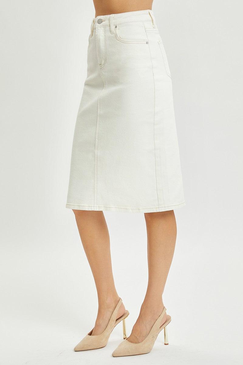 High Rise Back Slit Midi Skirt Product Image