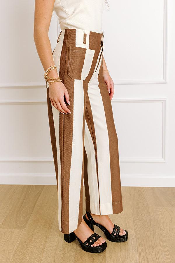 The Kendal High Waist Stripe Pants in Chocolate Product Image